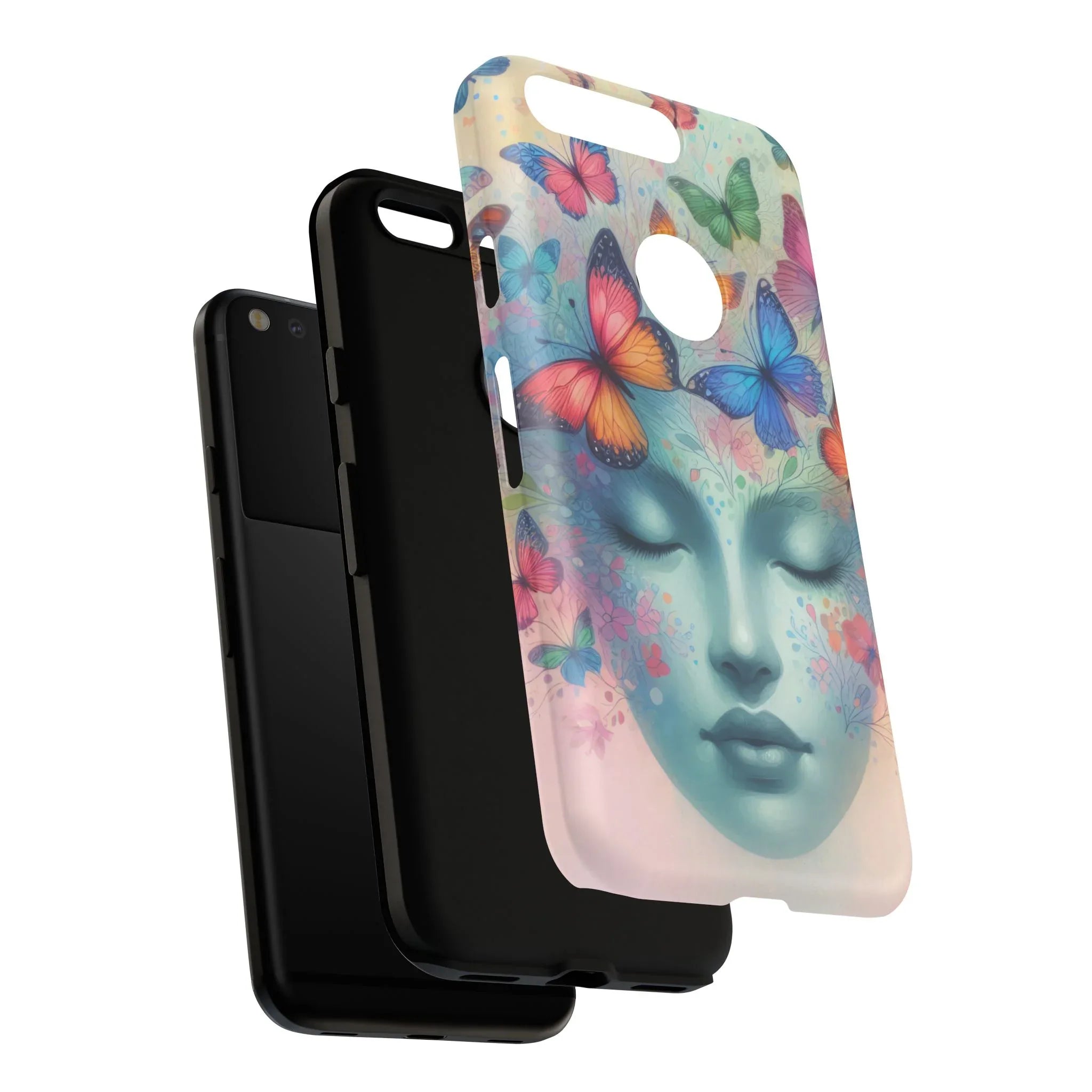 Butterfly Bloom Dreamy Woman Phone Case for Galaxy and Pixel - KARARMDESIGN