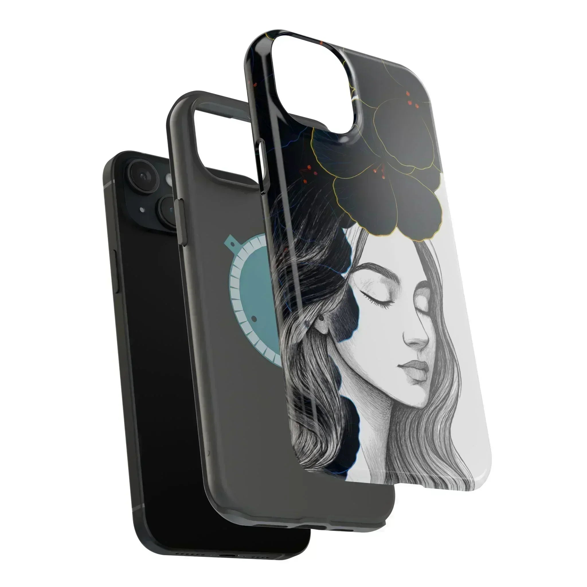 Dark Floral Elegance Phone Case for iPhone 13-16 - KARARMDESIGN