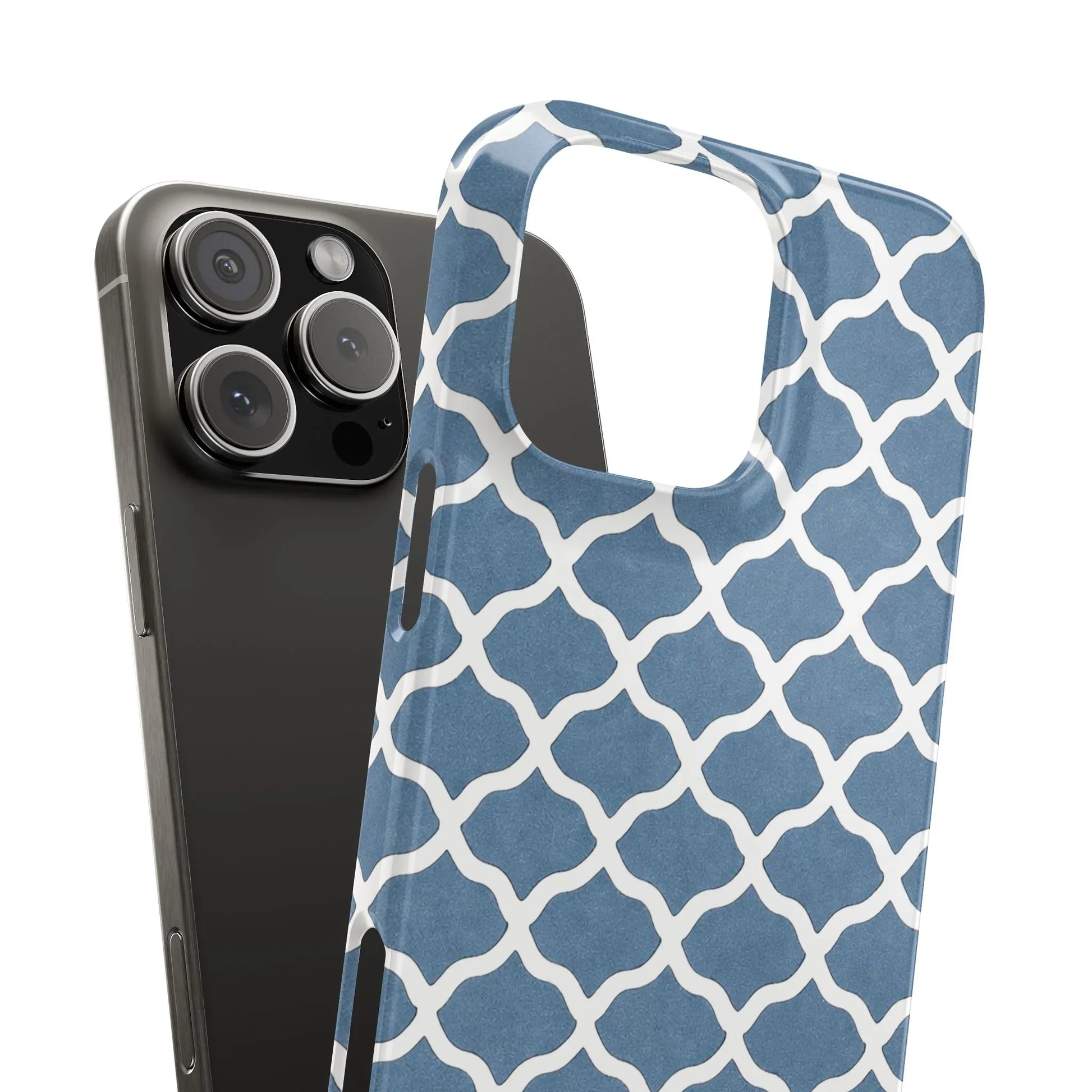 Azure Lattice Pattern Phone Case Slim Phone Cases for iPhone 11-17 - KARARMDESIGN
