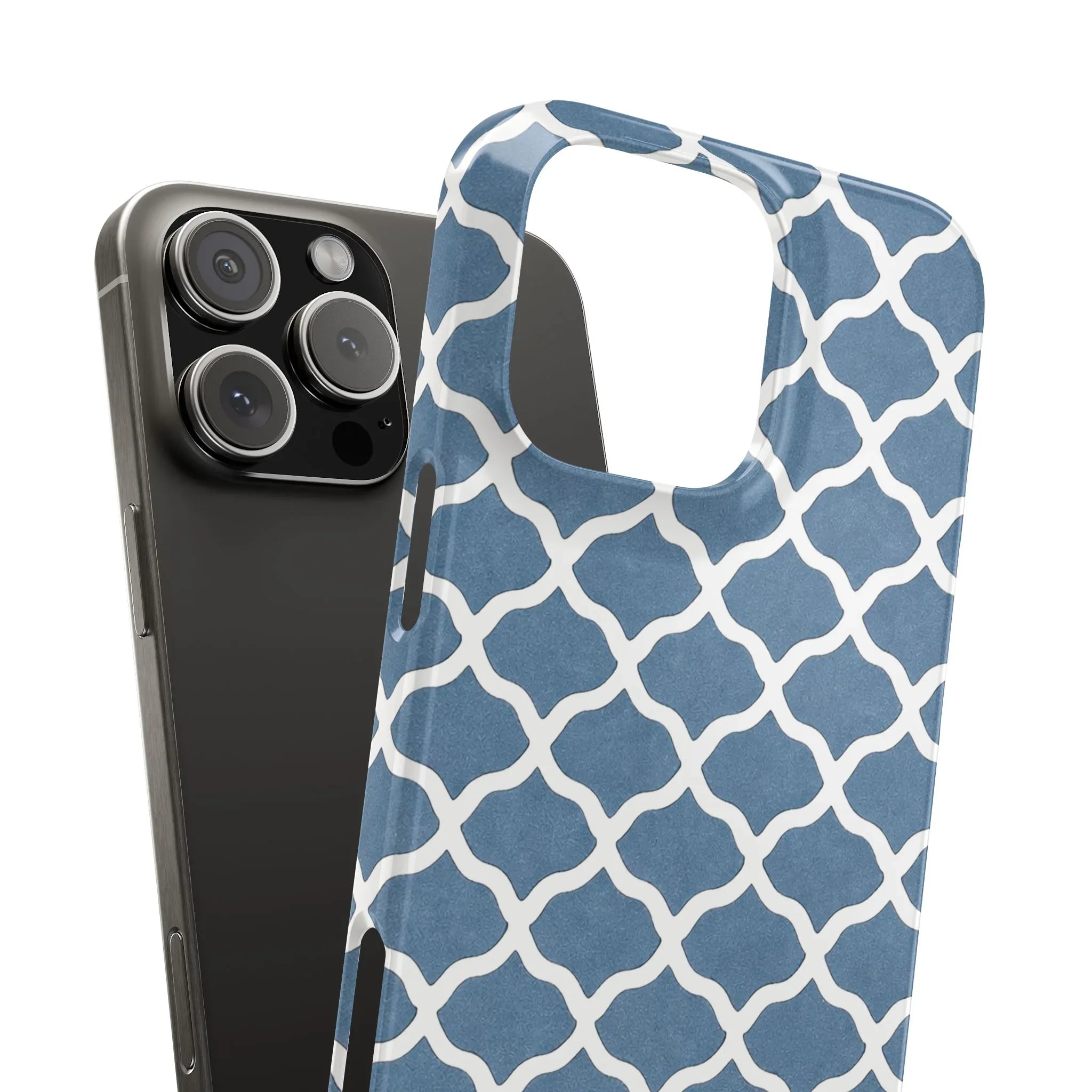 Azure Lattice Pattern Phone Case Slim Phone Cases for iPhone 11-17 - KARARMDESIGN