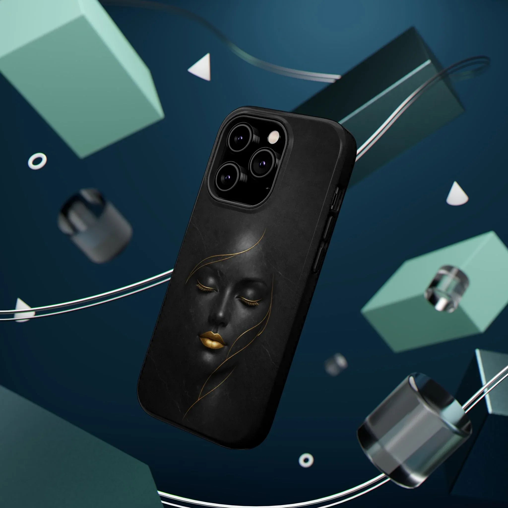 Black Gold Face Phone Case for iPhone 13-17 - KARARMDESIGN
