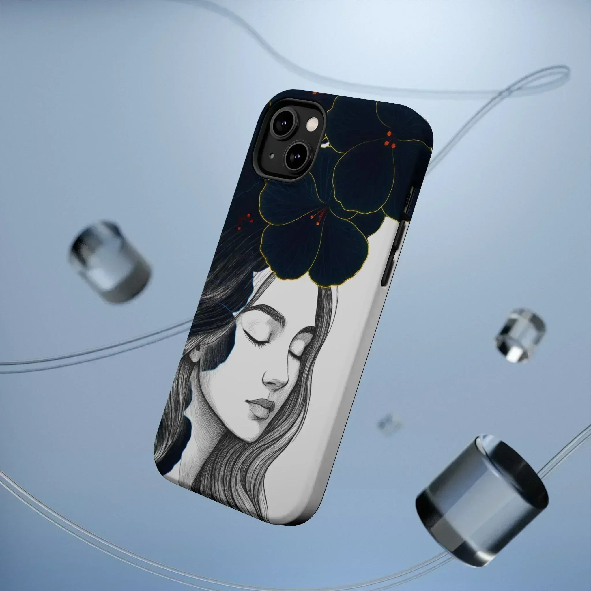 Dark Floral Elegance Phone Case for iPhone 13-16 - KARARMDESIGN