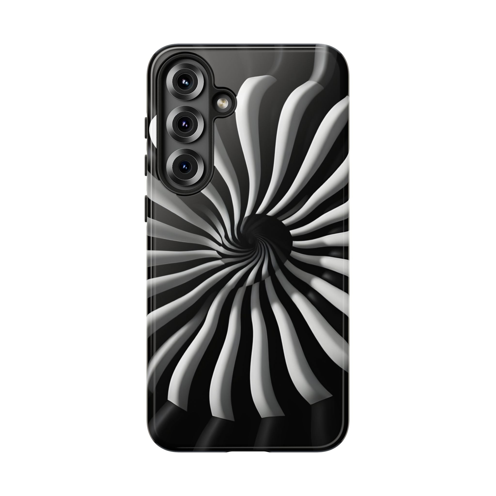 Hypnotic Black and White Spiral Phone Case – Optical Illusion Design for iPhone & Galaxy
