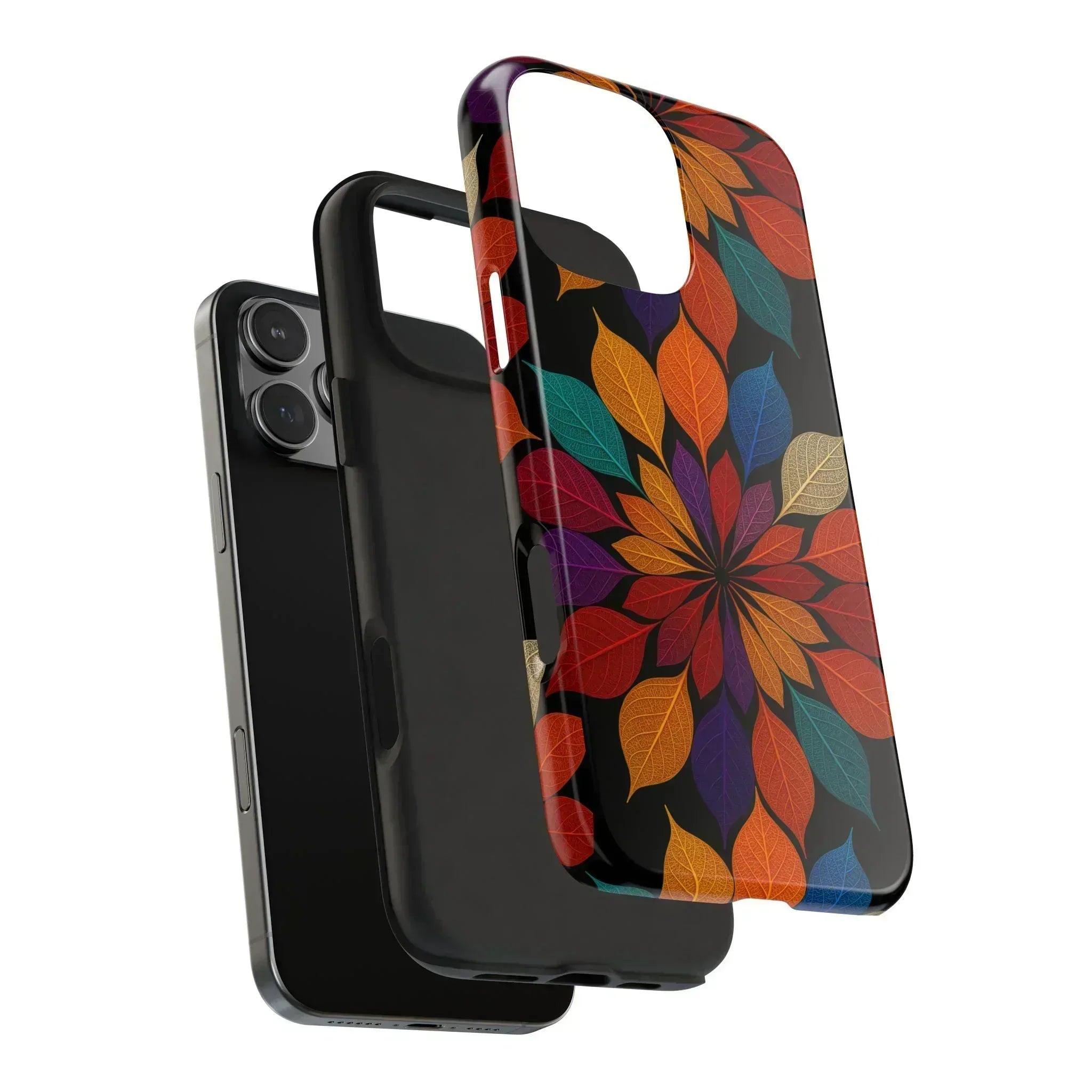 Leaf Mandala Phone Case for iPhone 11-16 and Galaxy S21-S24 - KARARMDESIGN