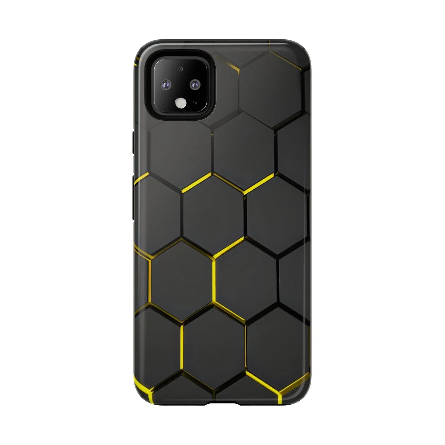 Black and Yellow Hexagon Geometric Tough Phone Case for Galaxy and Pixel - KarArmDesign
