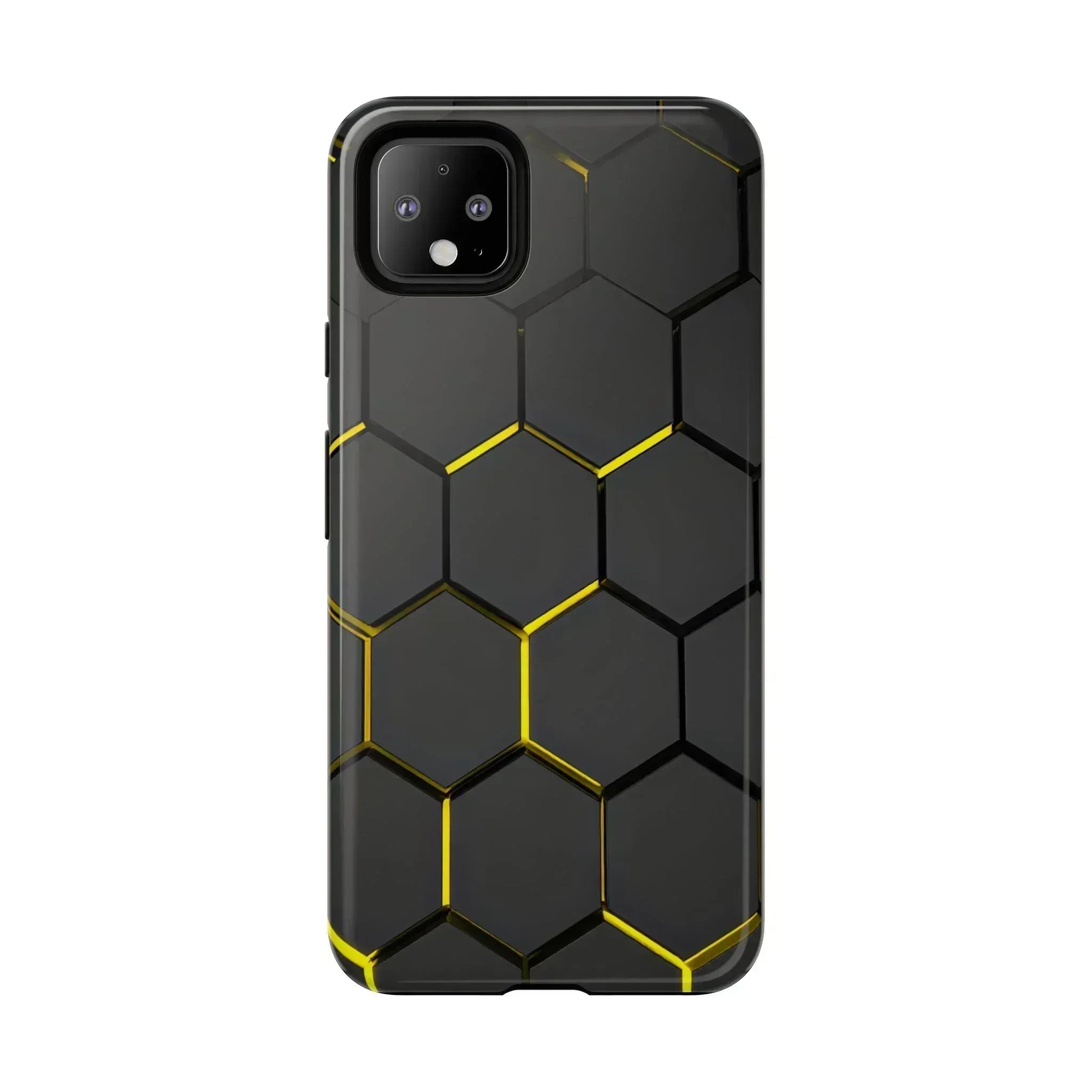 Black and Yellow Hexagon Geometric Tough Phone Case for Galaxy and Pixel - KARARMDESIGN