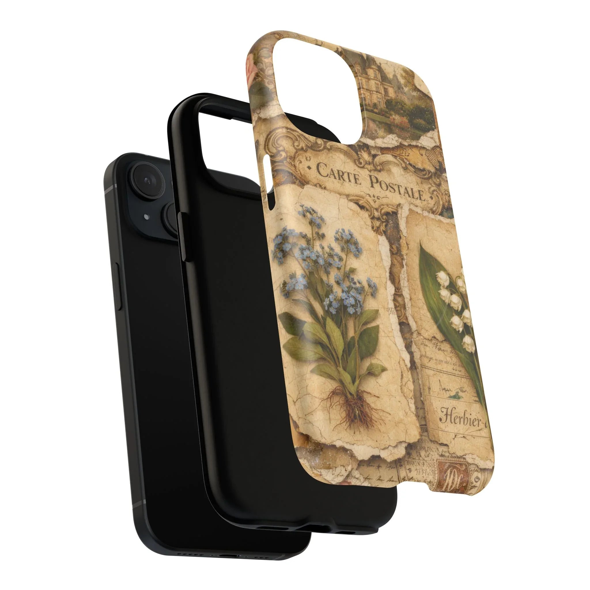 Vintage Botanical Postcard Phone Case for iPhone 13-17 - KARARMDESIGN