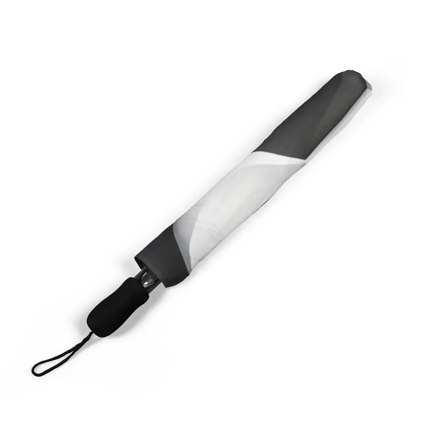 Black and White Geometric Pattern Semi-Automatic Umbrella – Stylish Rain Protection - KarArmDesign