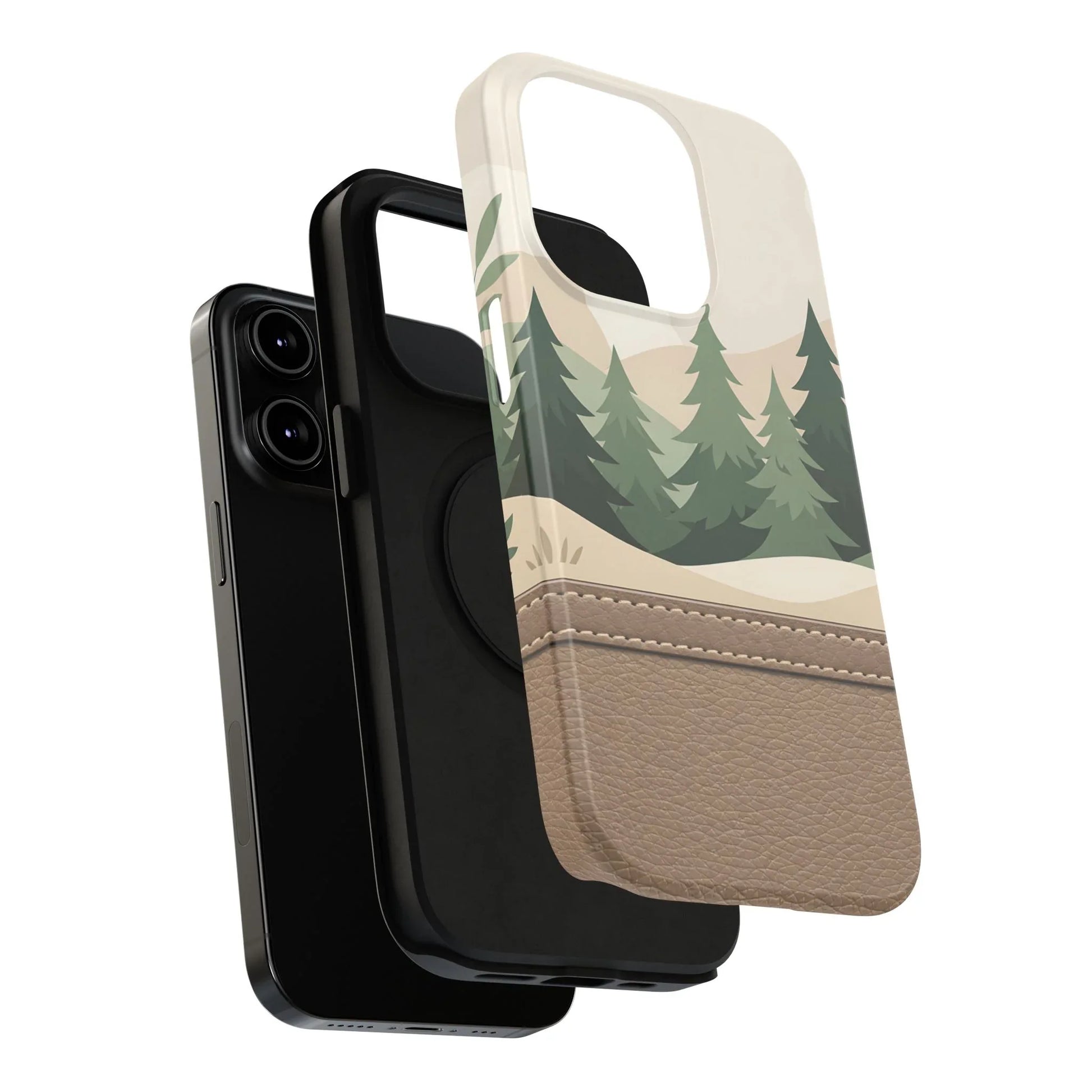 Forest Leather Phone Case for iPhone 11-17 and Galaxy S21-S25 - KARARMDESIGN