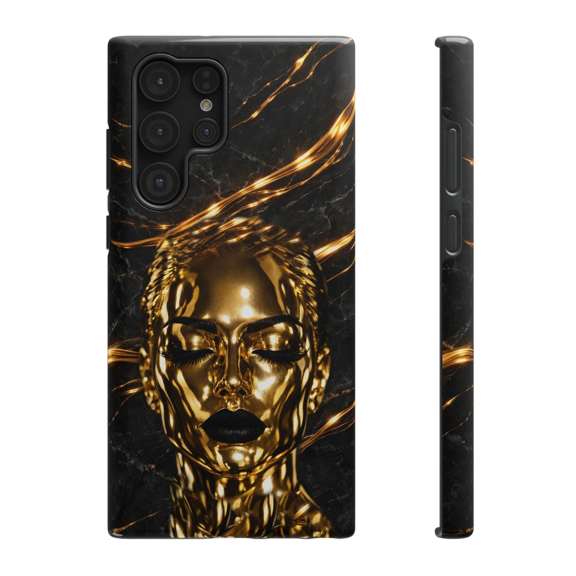 Luxury Gold Portrait Phone Case for iPhone 11-17 and Galaxy S21-S25 - KARARMDESIGN