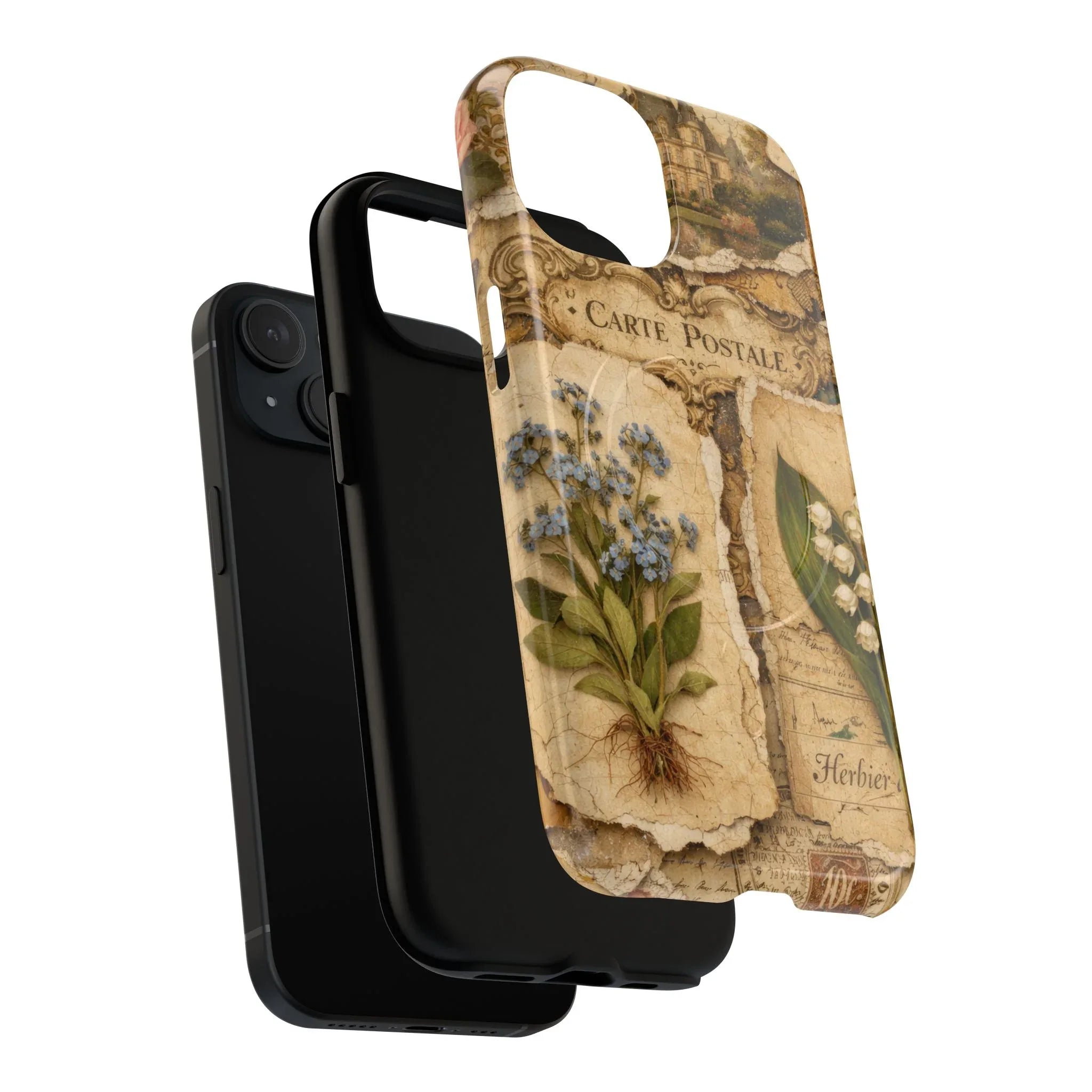 Vintage Botanical Postcard Phone Case for iPhone 13-17 - KARARMDESIGN