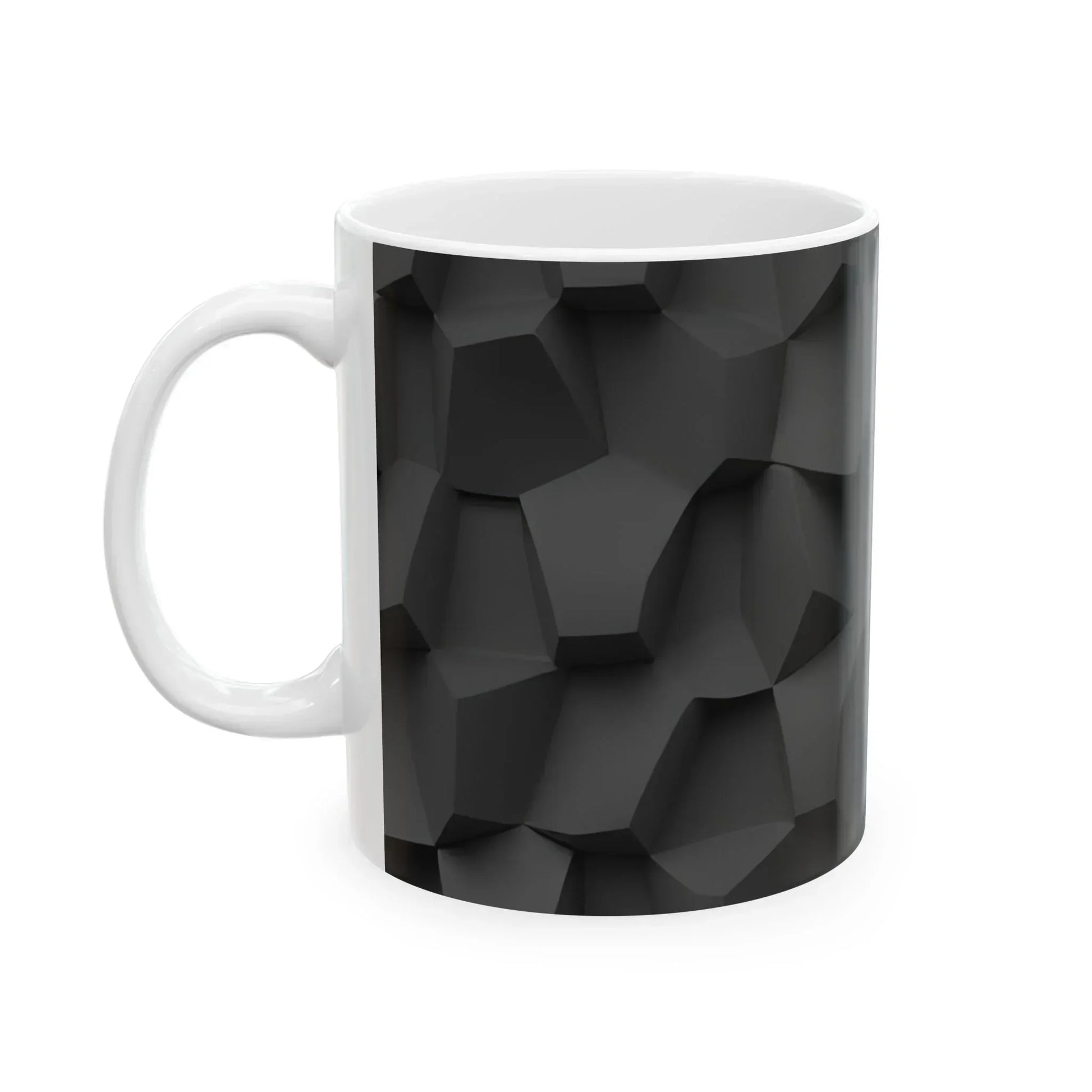 Stylish Black & White Faceted Design Ceramic Mug - 11oz - KarArmDesign