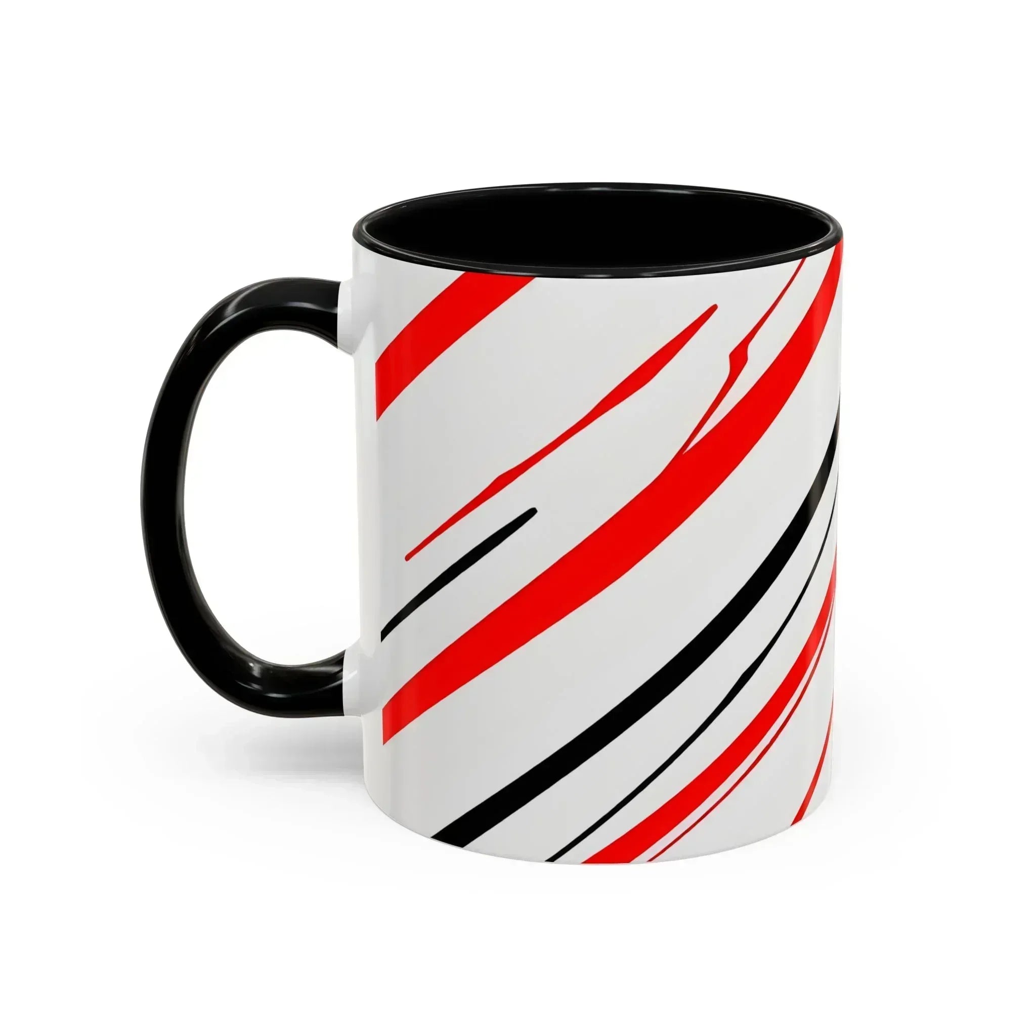 Bold Elegance – Red & Black Swirl Accent Coffee Mug - KARARMDESIGN