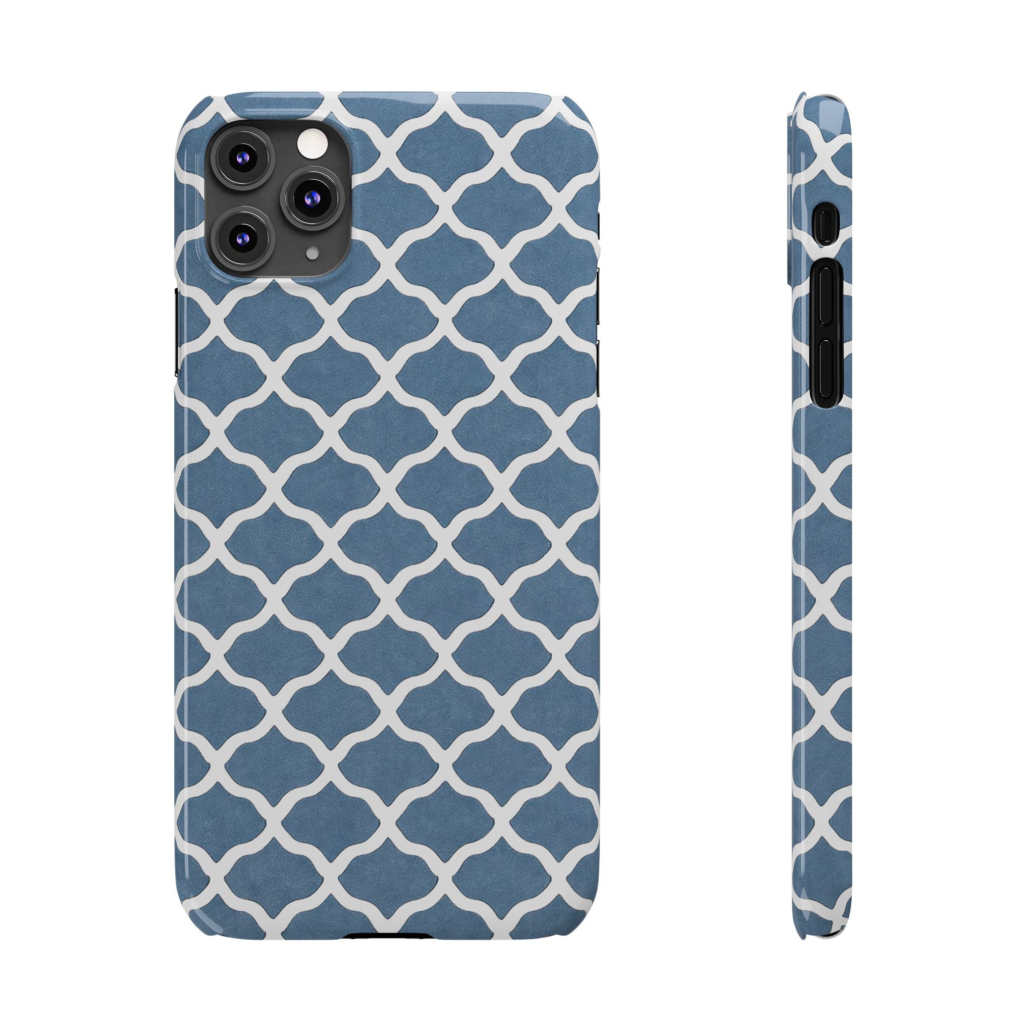 Azure Lattice Pattern Phone Case Slim Phone Cases for iPhone 11-17