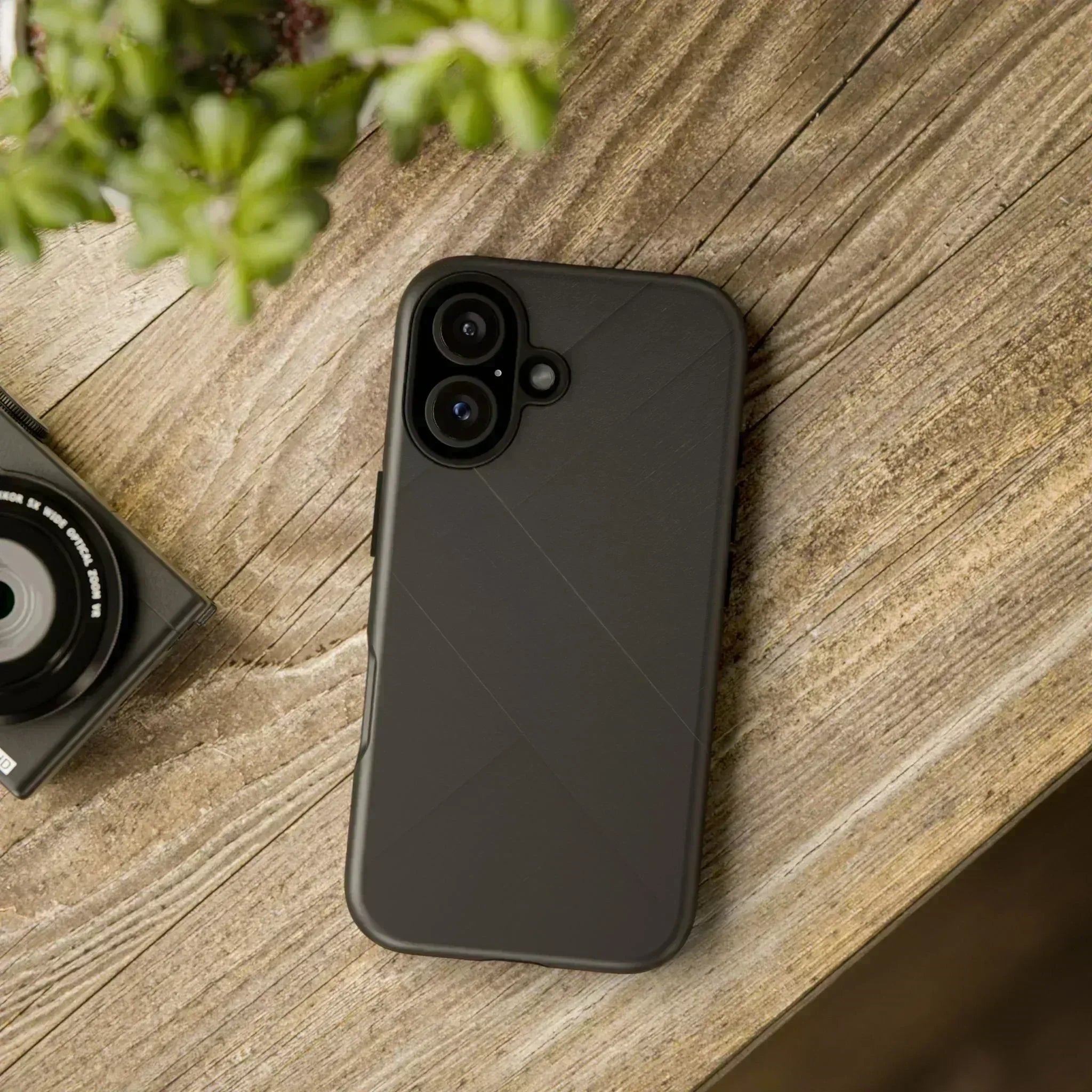 Matte Black Diagonal Line Phone Case for iPhone 8-16 and Galaxy S10-S25 - KARARMDESIGN