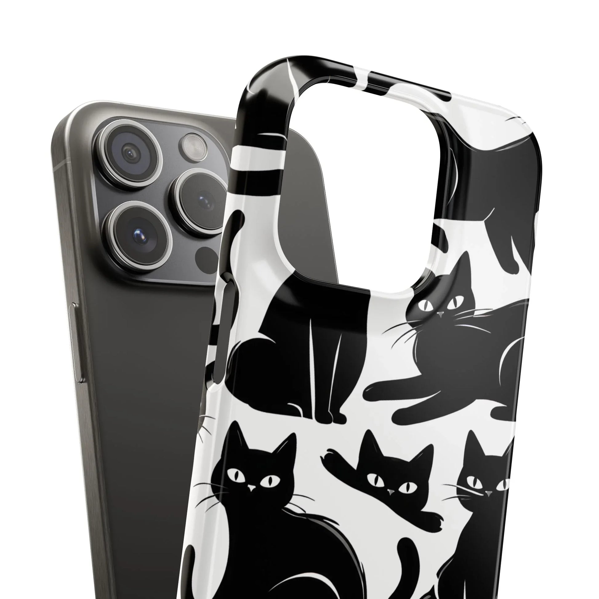 Black Cats Phone Case for iPhone 11-17 and Galaxy S20-S25 - KARARMDESIGN