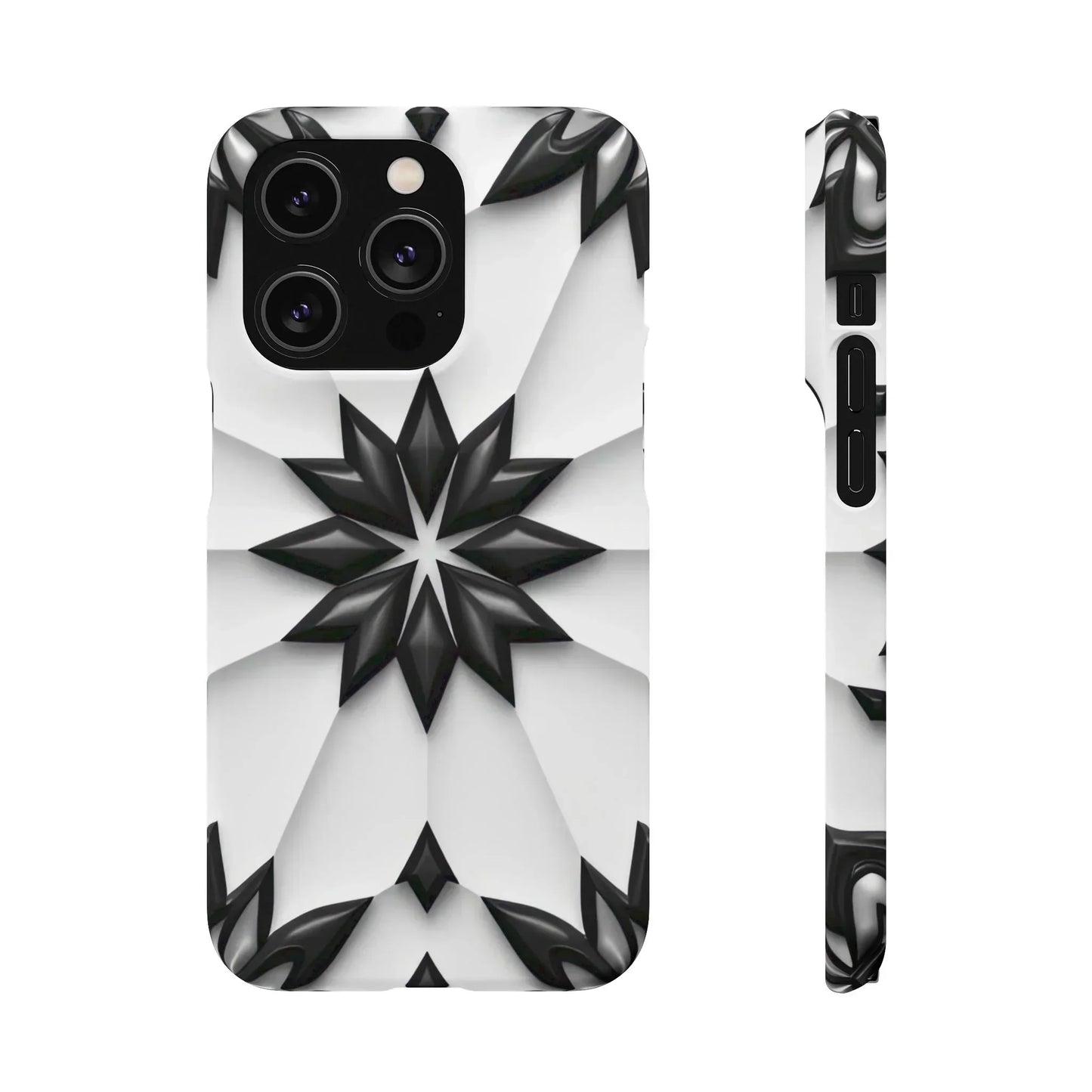 Black and White Geometric Floral Phone Case for iPhone and Samsung Galaxy - KarArmDesign