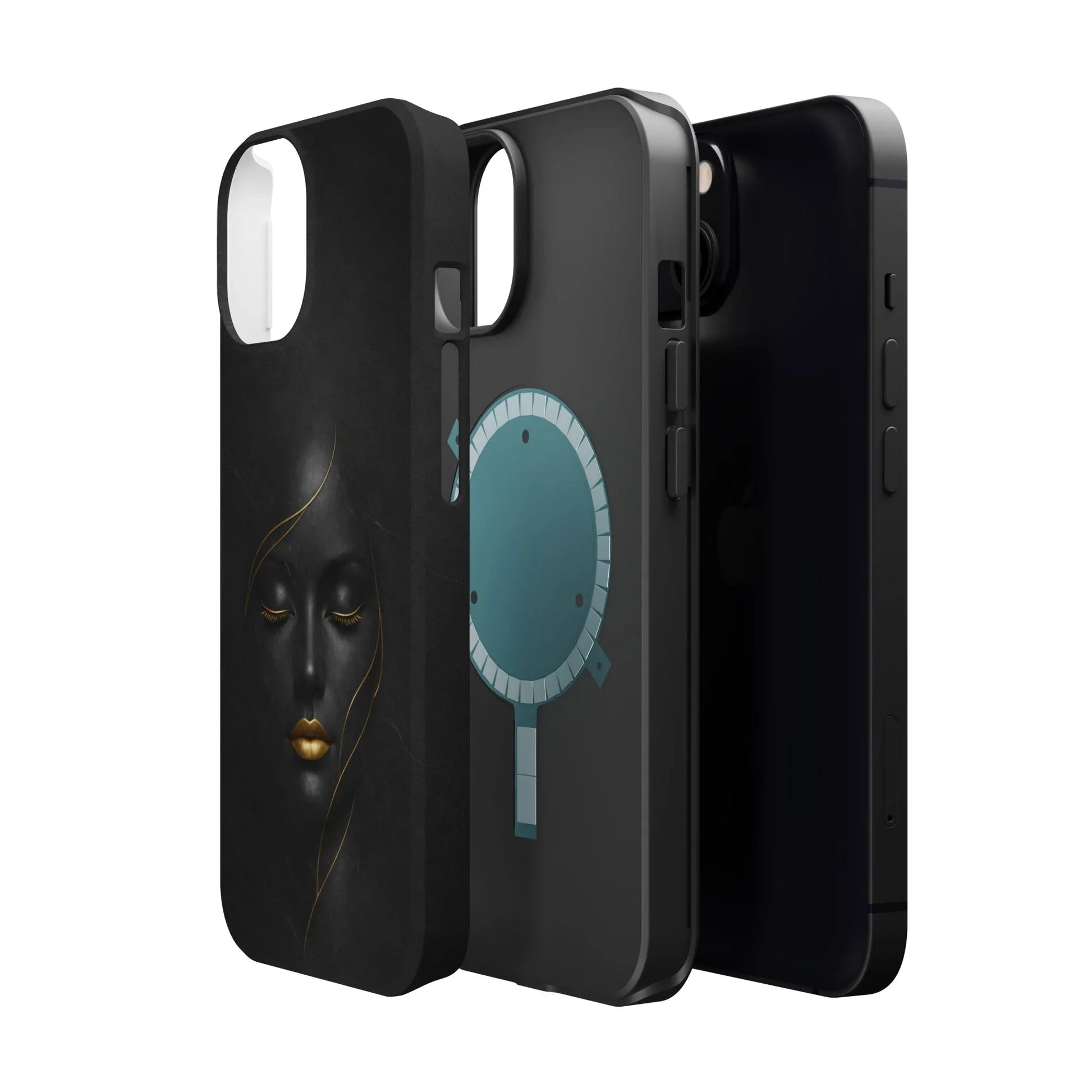 Black Gold Face Phone Case for iPhone 13-17 - KARARMDESIGN
