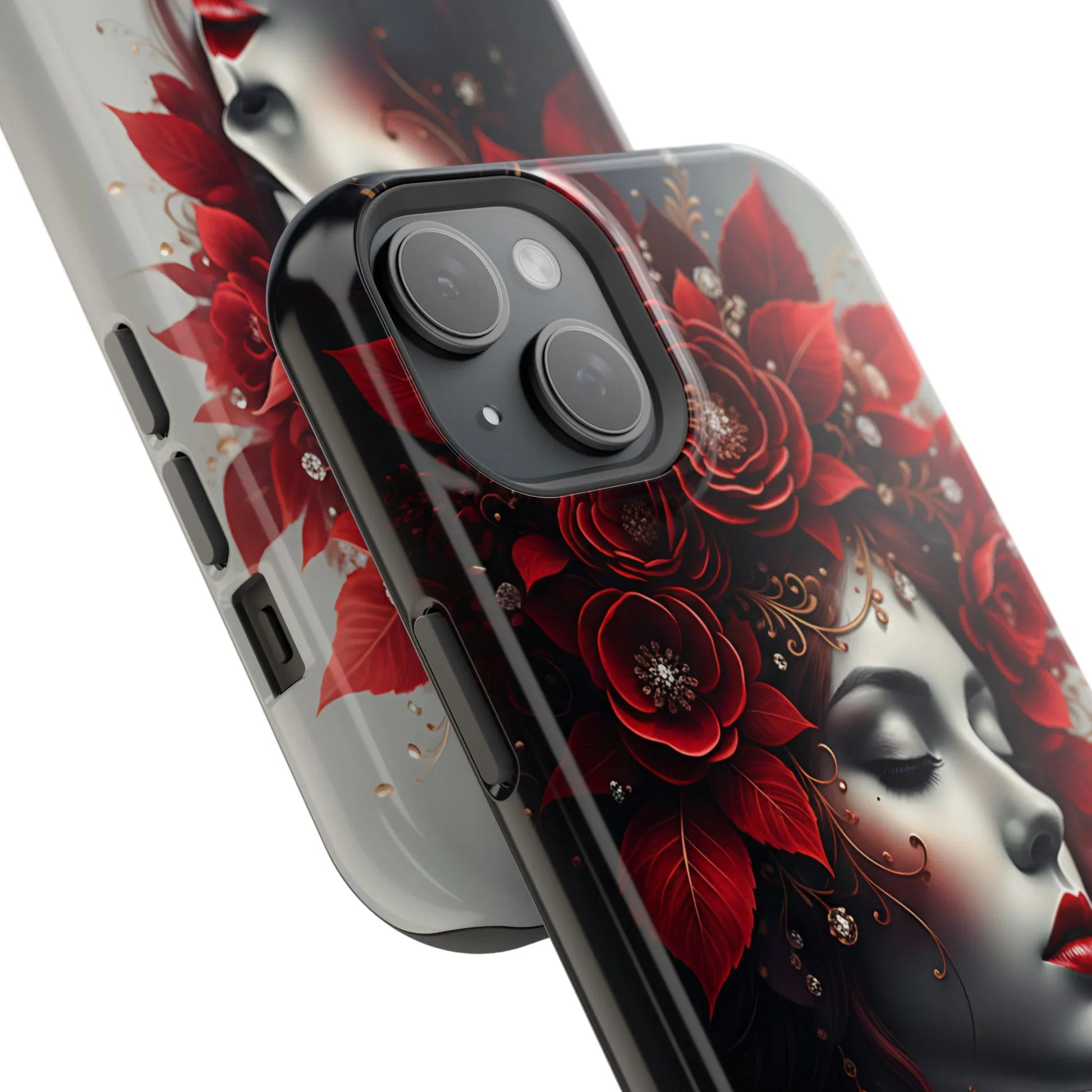 Scarlet Bloom Portrait Phone Case for iPhone 13-17 - KARARMDESIGN