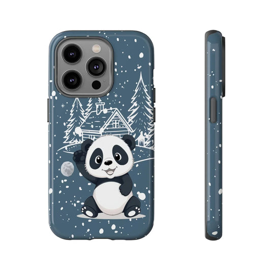 Cute Panda in a Winter Wonderland Phone Case for iPhone 8-16 Models - KarArmDesign
