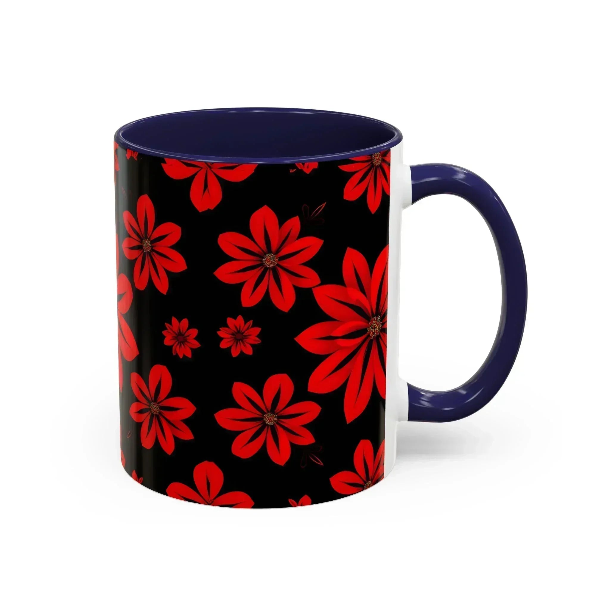 Accent Red Floral Coffee Mug – 11oz & 15oz - KARARMDESIGN