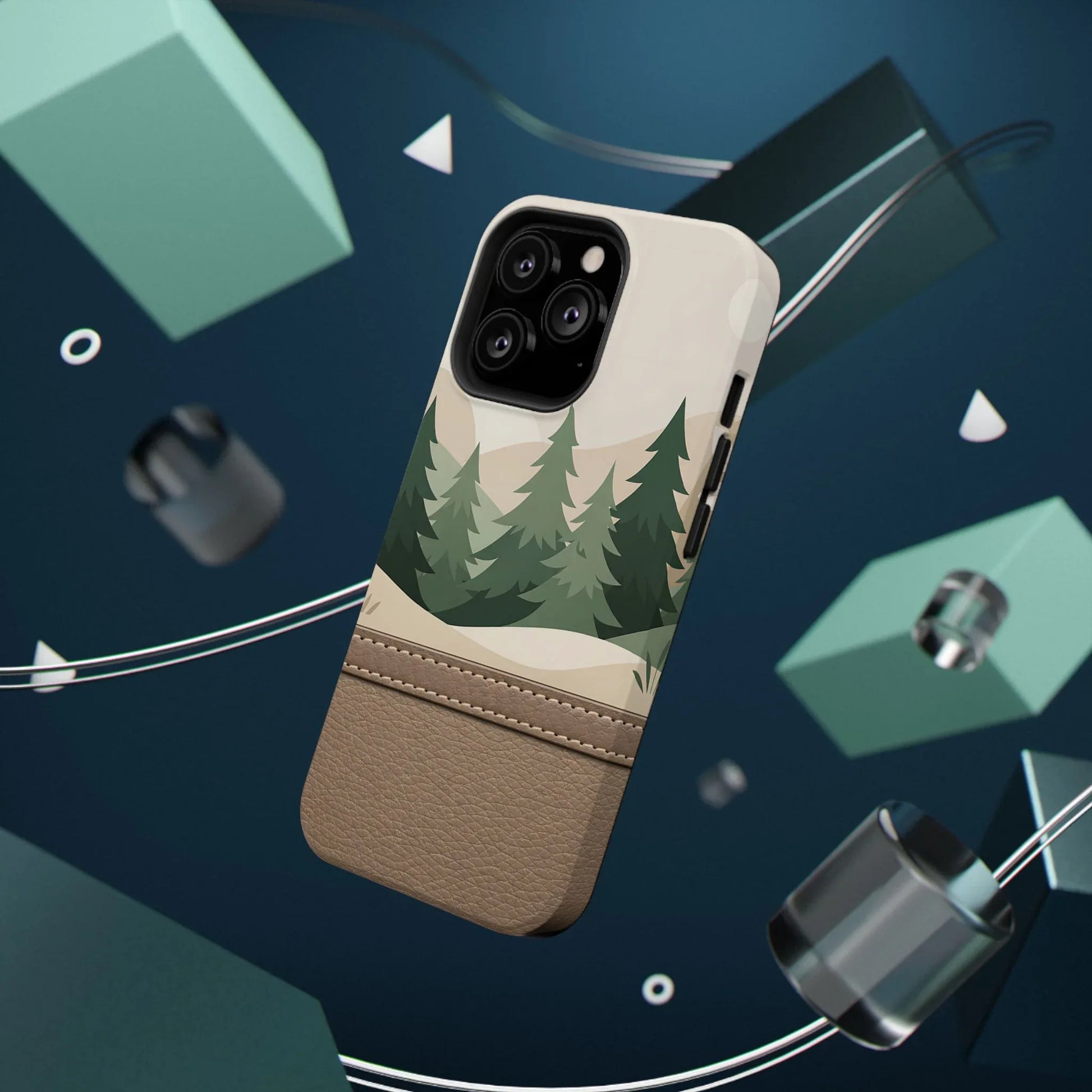 Forest Leather Phone Case for iPhone 11-17 and Galaxy S21-S25 - KARARMDESIGN