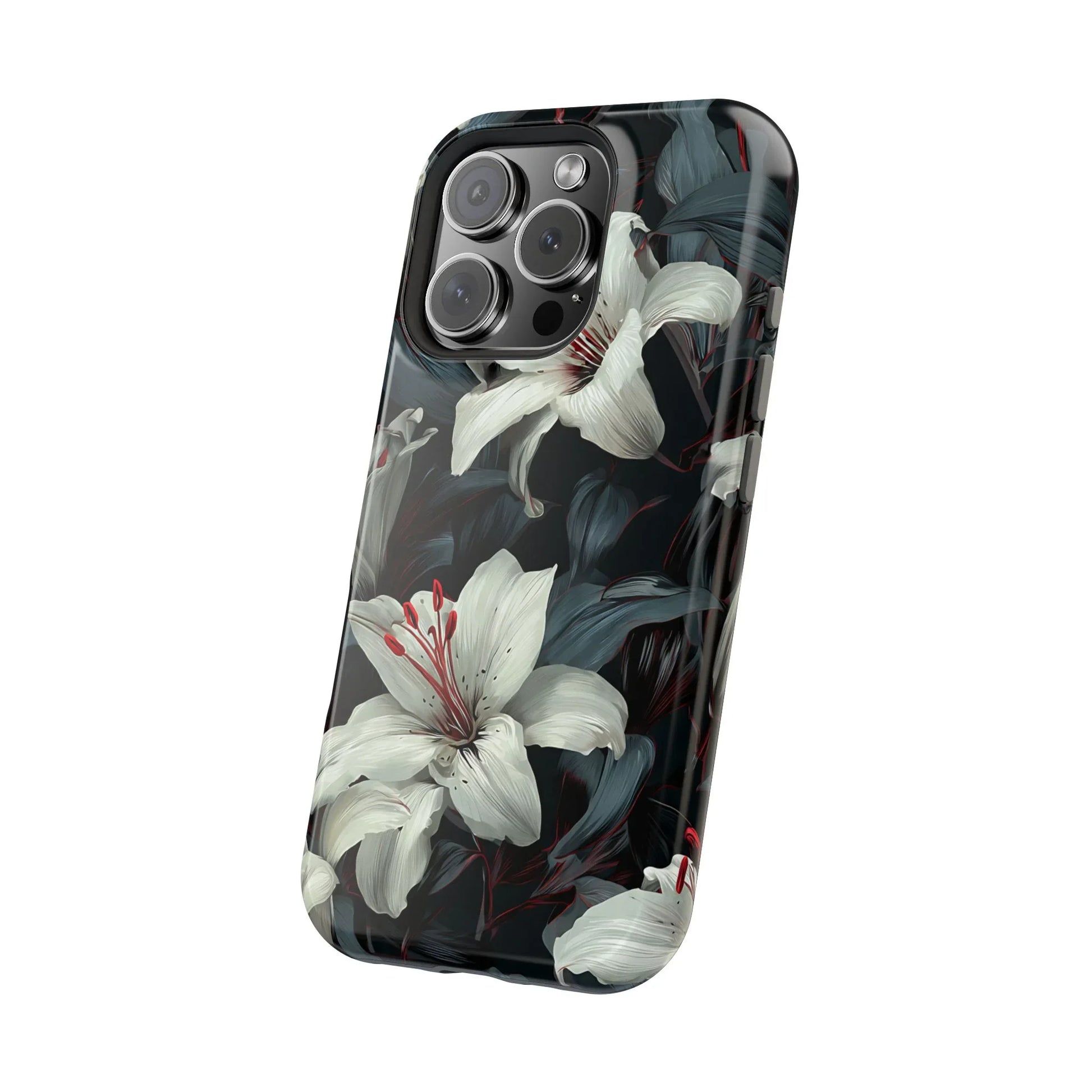 White Lily Floral Phone Case for iPhone 13-17 - KARARMDESIGN