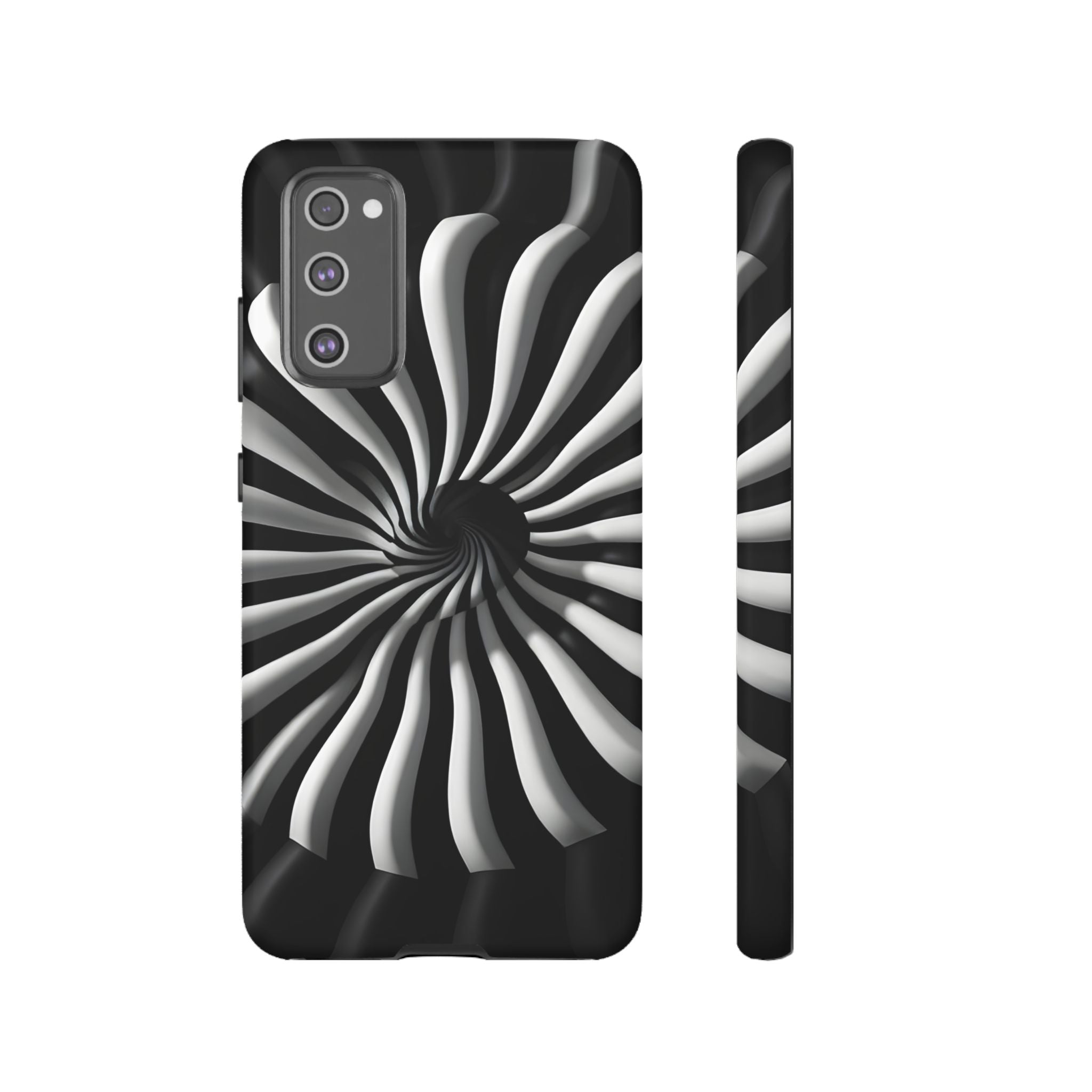 Hypnotic Black and White Spiral Phone Case – Optical Illusion Design for iPhone & Galaxy