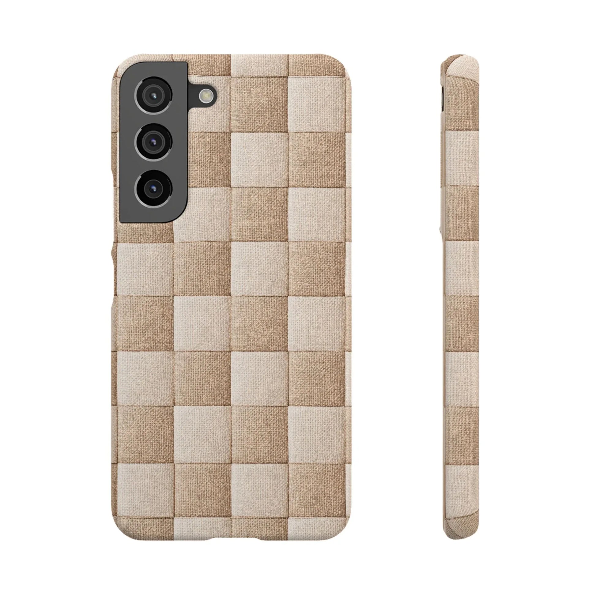 Beige Woven Phone Case for iPhone 11-17 and Galaxy S20-S25 - KARARMDESIGN