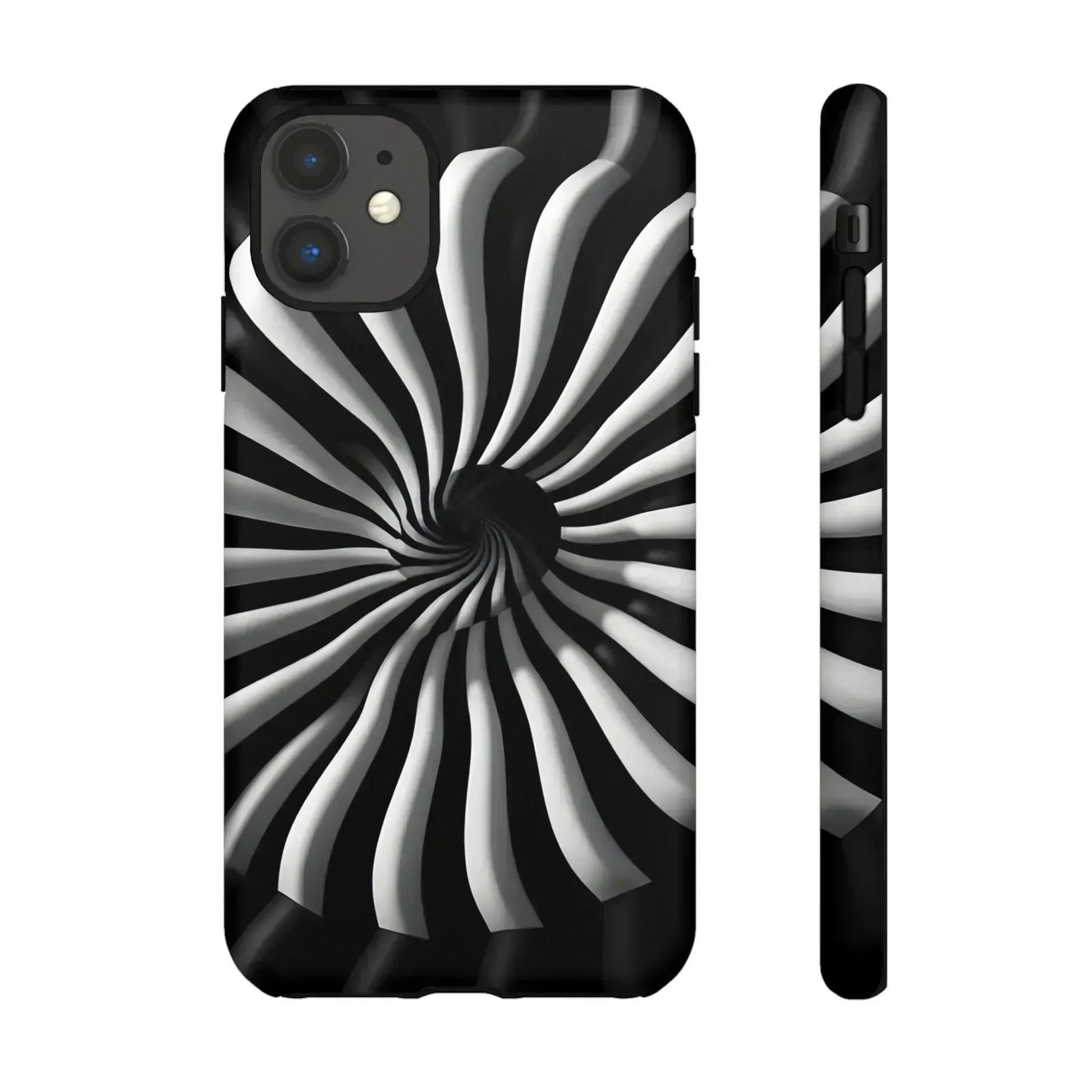 Hypnotic Black and White Spiral Phone Case for iPhone & Galaxy - KARARMDESIGN
