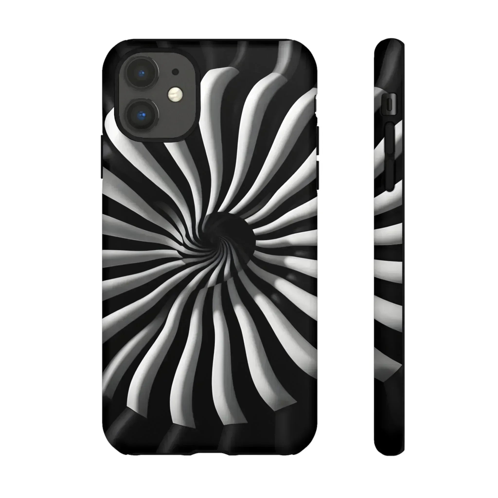 Hypnotic Black and White Spiral Phone Case for iPhone & Galaxy - KARARMDESIGN