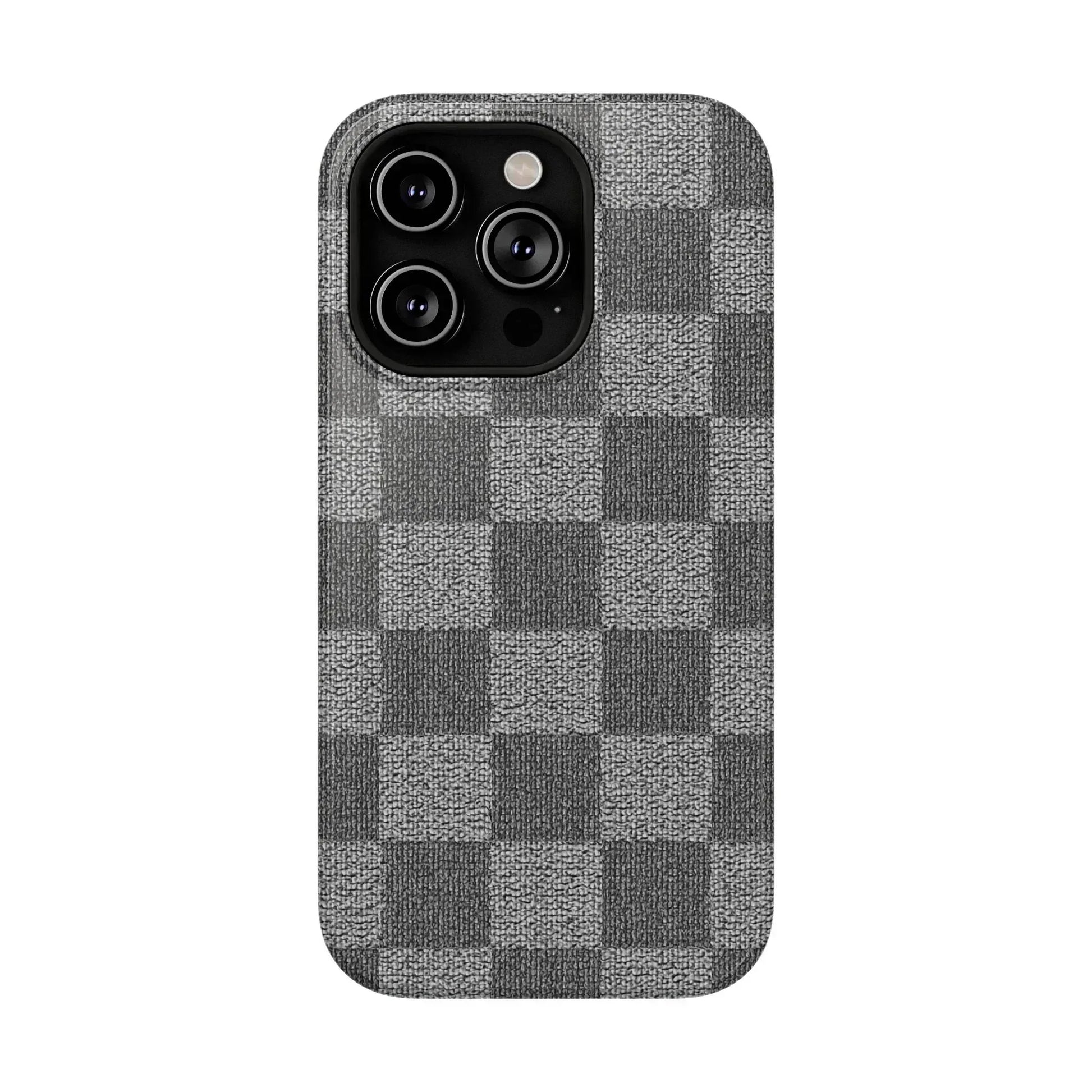 Gray Checkered Phone Case for iPhone 12-16 and Galaxy S21-S22 - KARARMDESIGN