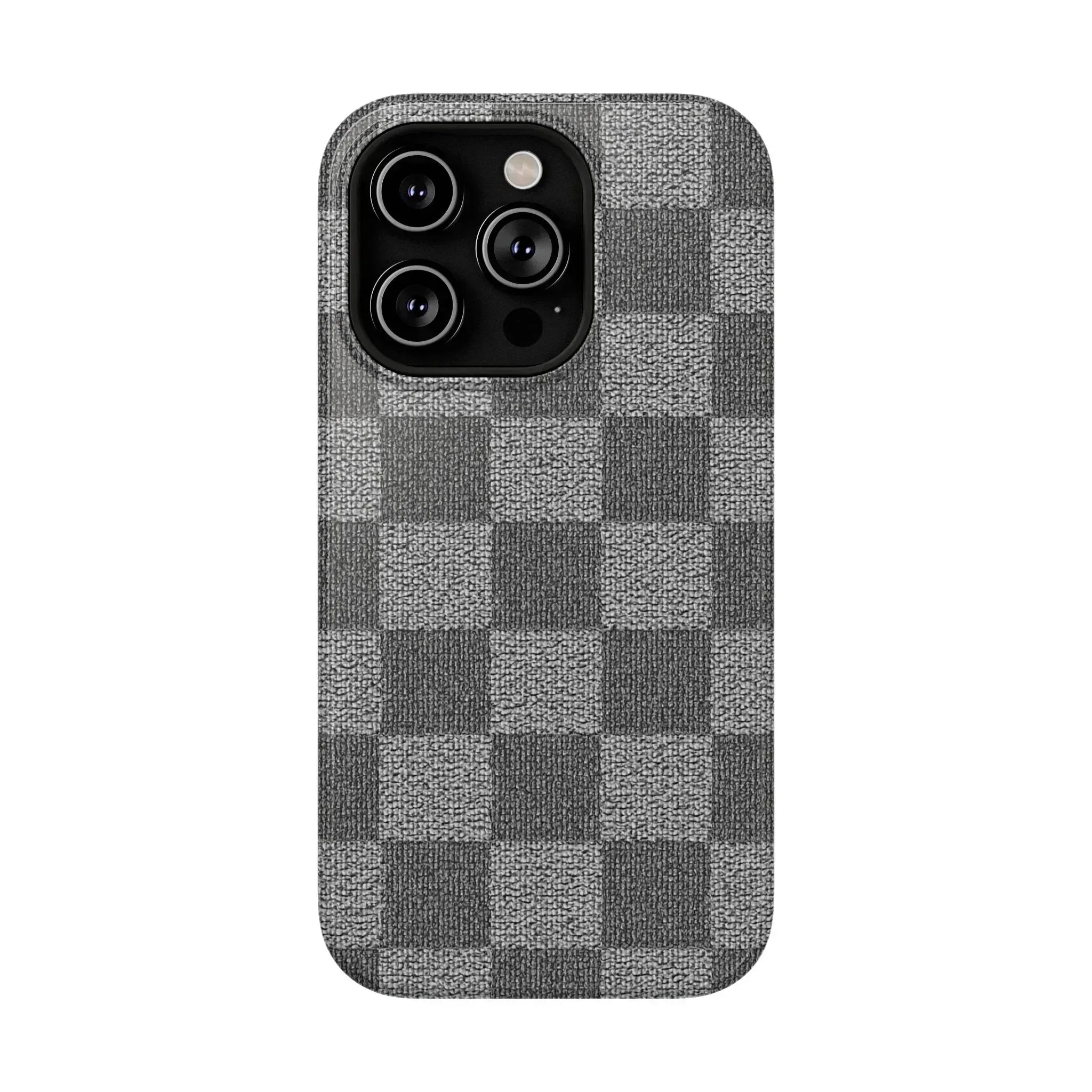 Gray Checkered Phone Case for iPhone 12-16 and Galaxy S21-S22 - KARARMDESIGN