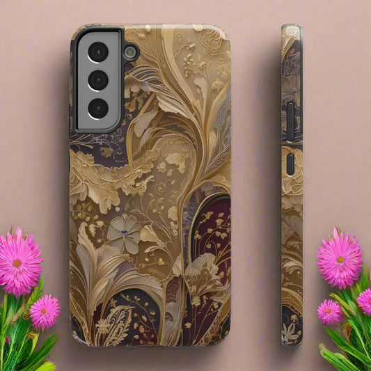 Botanical Luxury Design Impact-Resistant Phone Case for iPhone 12-16 and Galaxy S21-S22 Models - KarArmDesign