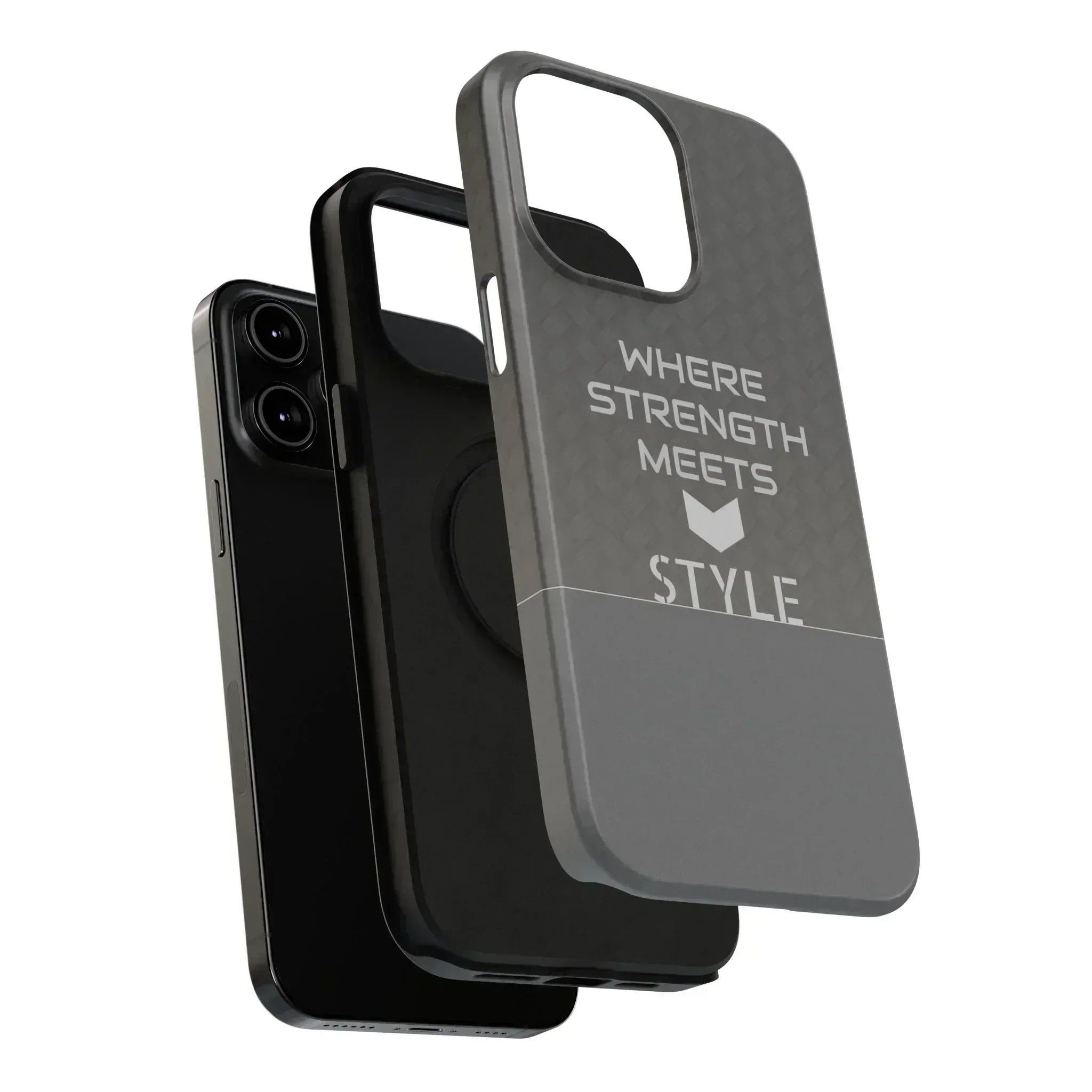 Gray Carbon Phone Case for iPhone 12-16 and Galaxy S21-S22 - KARARMDESIGN