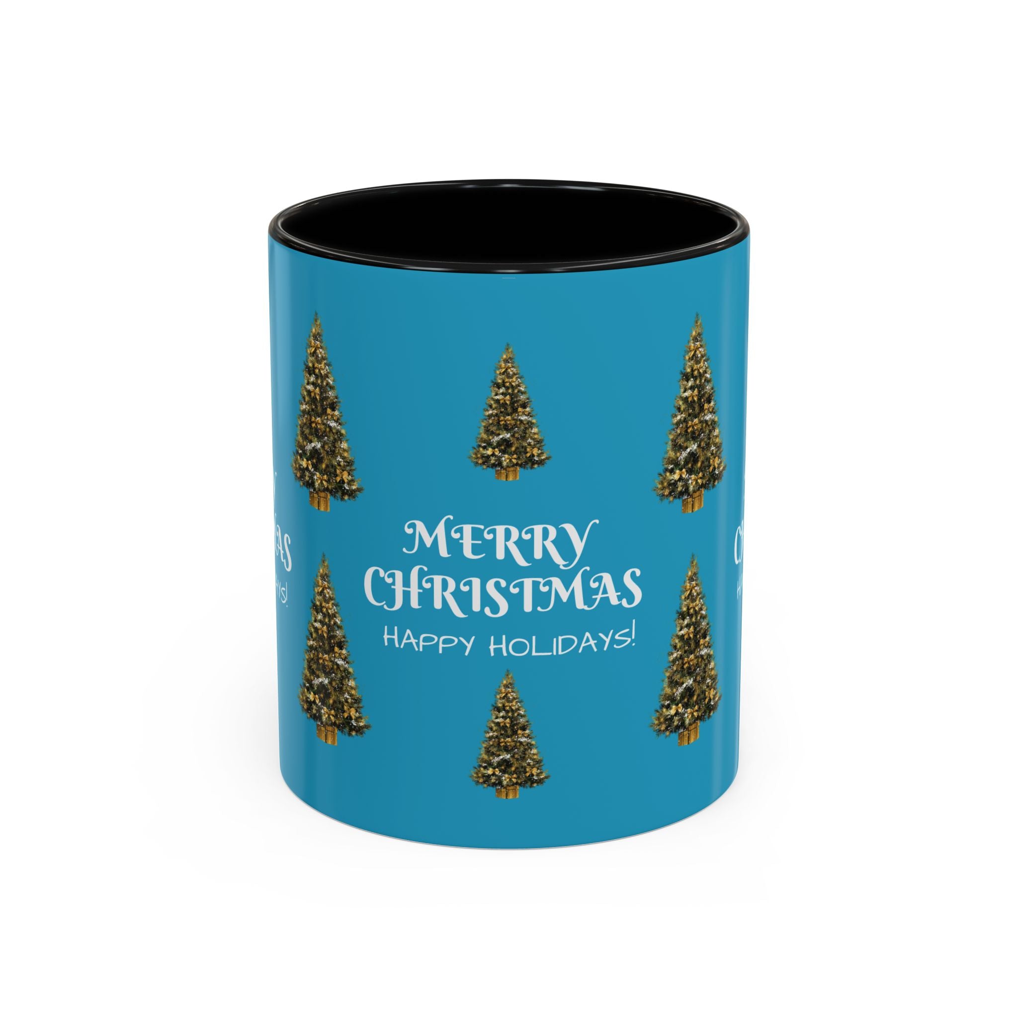 Merry Christmas and Happy Holidays Mug - Accent Coffee Mug (11, 15oz)