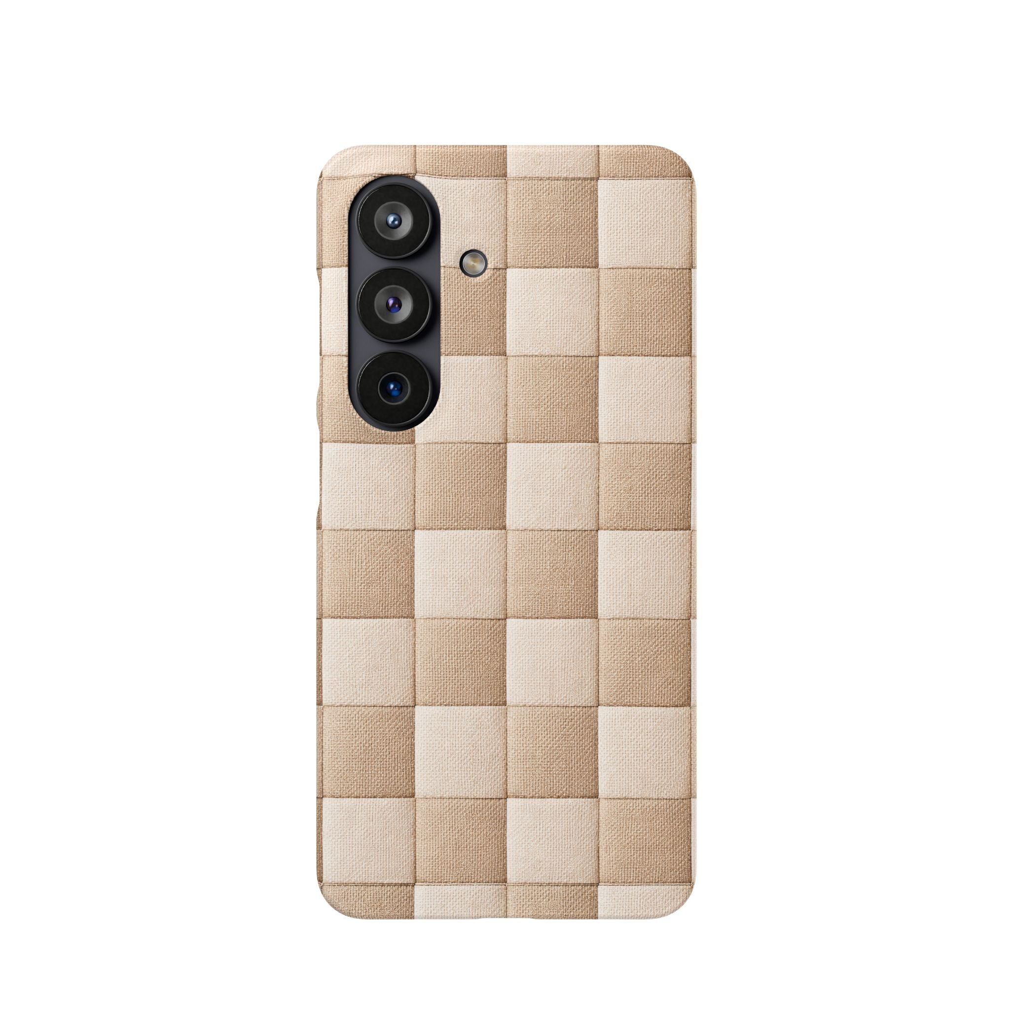 Beige Woven Phone Case for iPhone 11-17 and Galaxy S20-S26