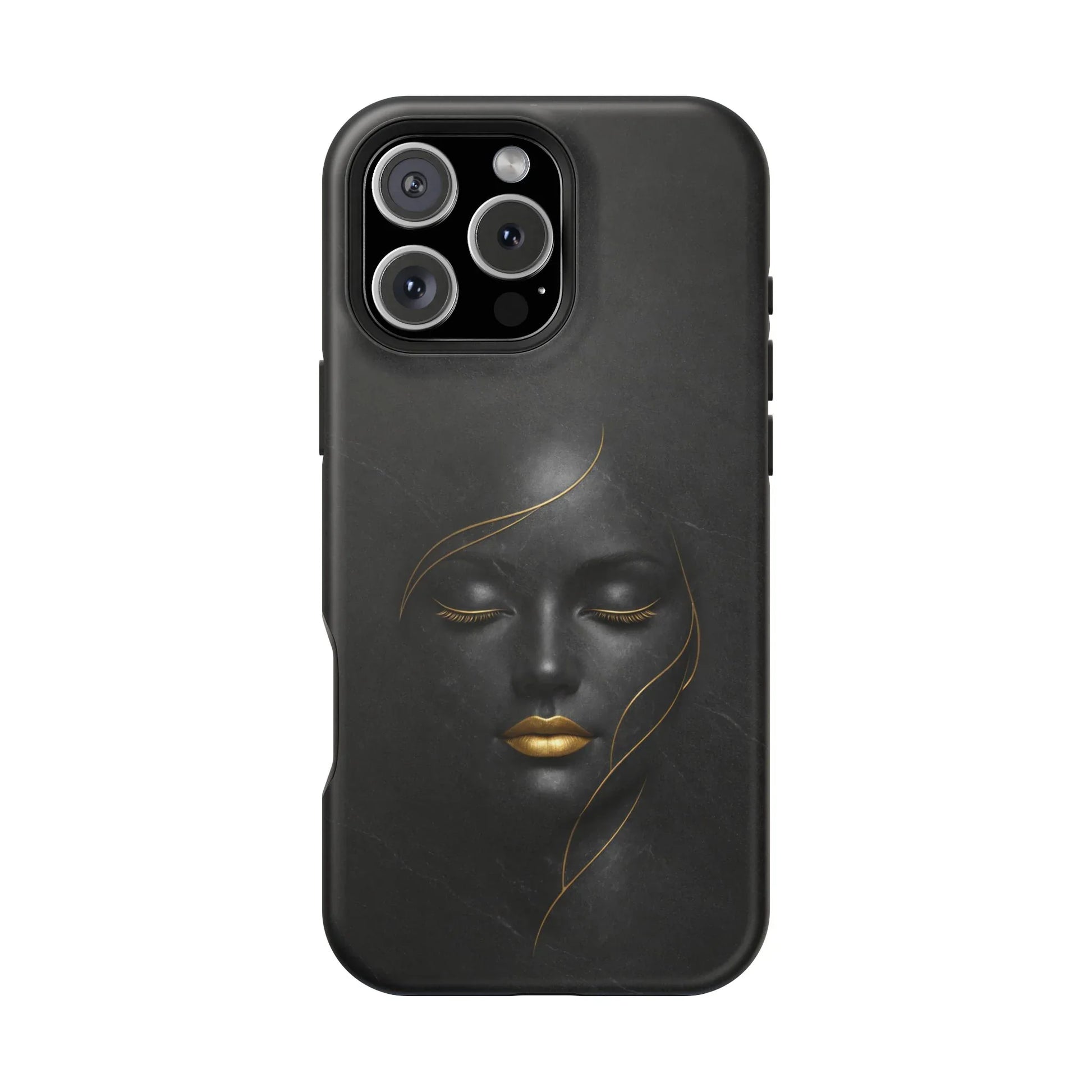 Black Gold Face Phone Case for iPhone 13-17 - KARARMDESIGN