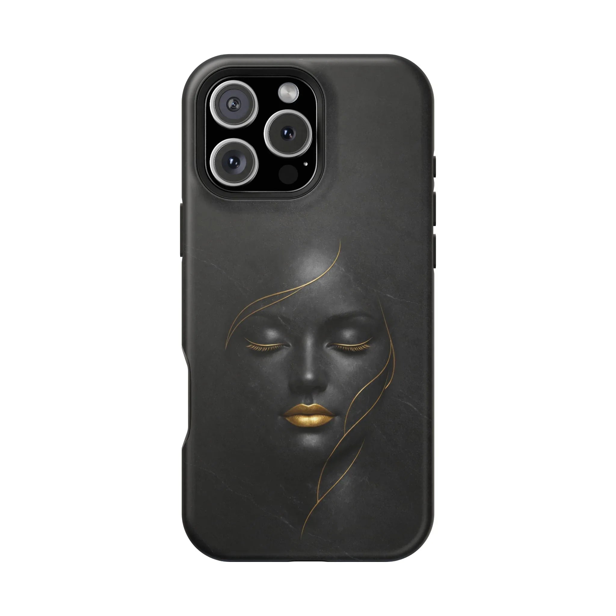 Black Gold Face Phone Case for iPhone 13-17 - KARARMDESIGN