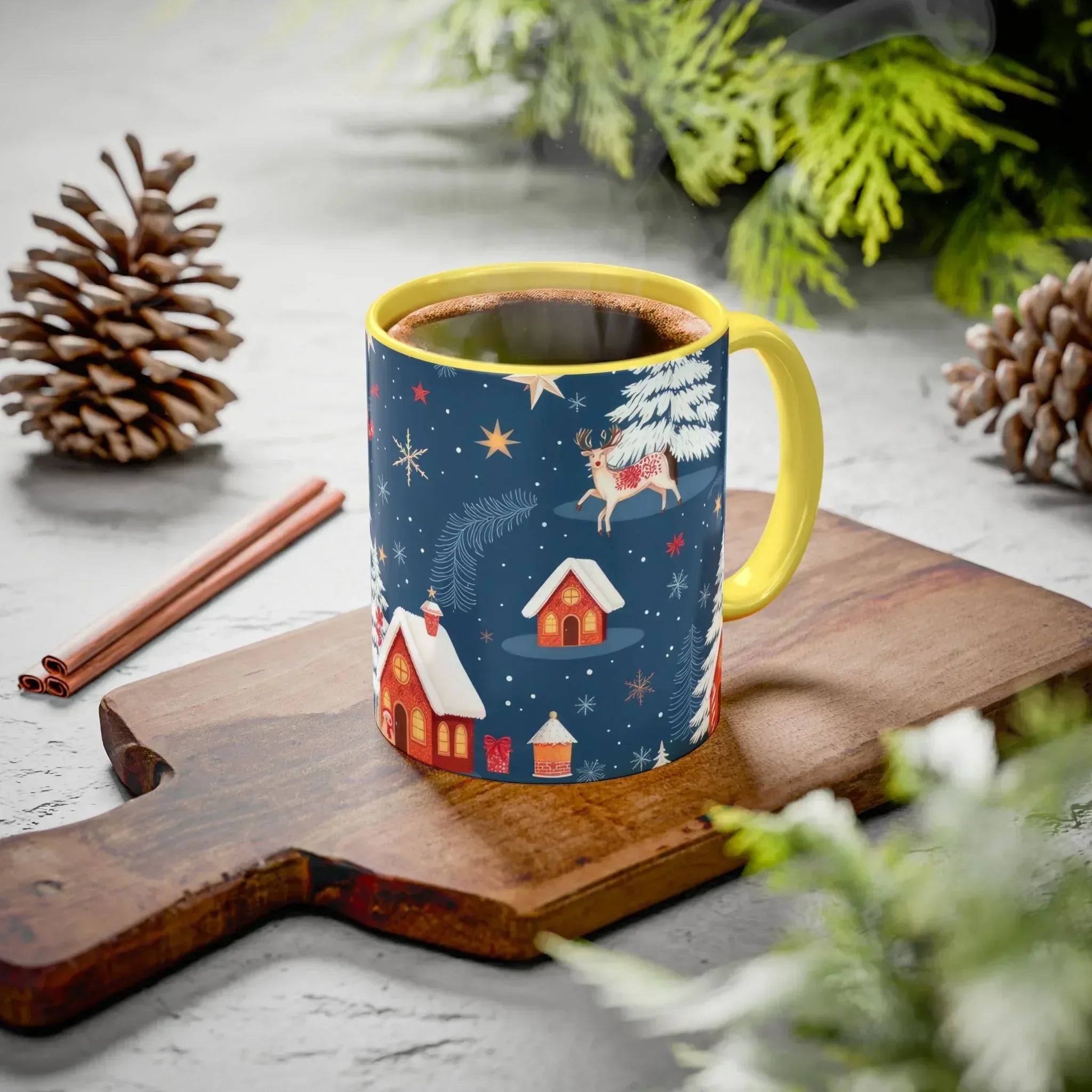 Dark Blue Christmas Mug - Colorful Mugs (11oz, 15oz) - KARARMDESIGN