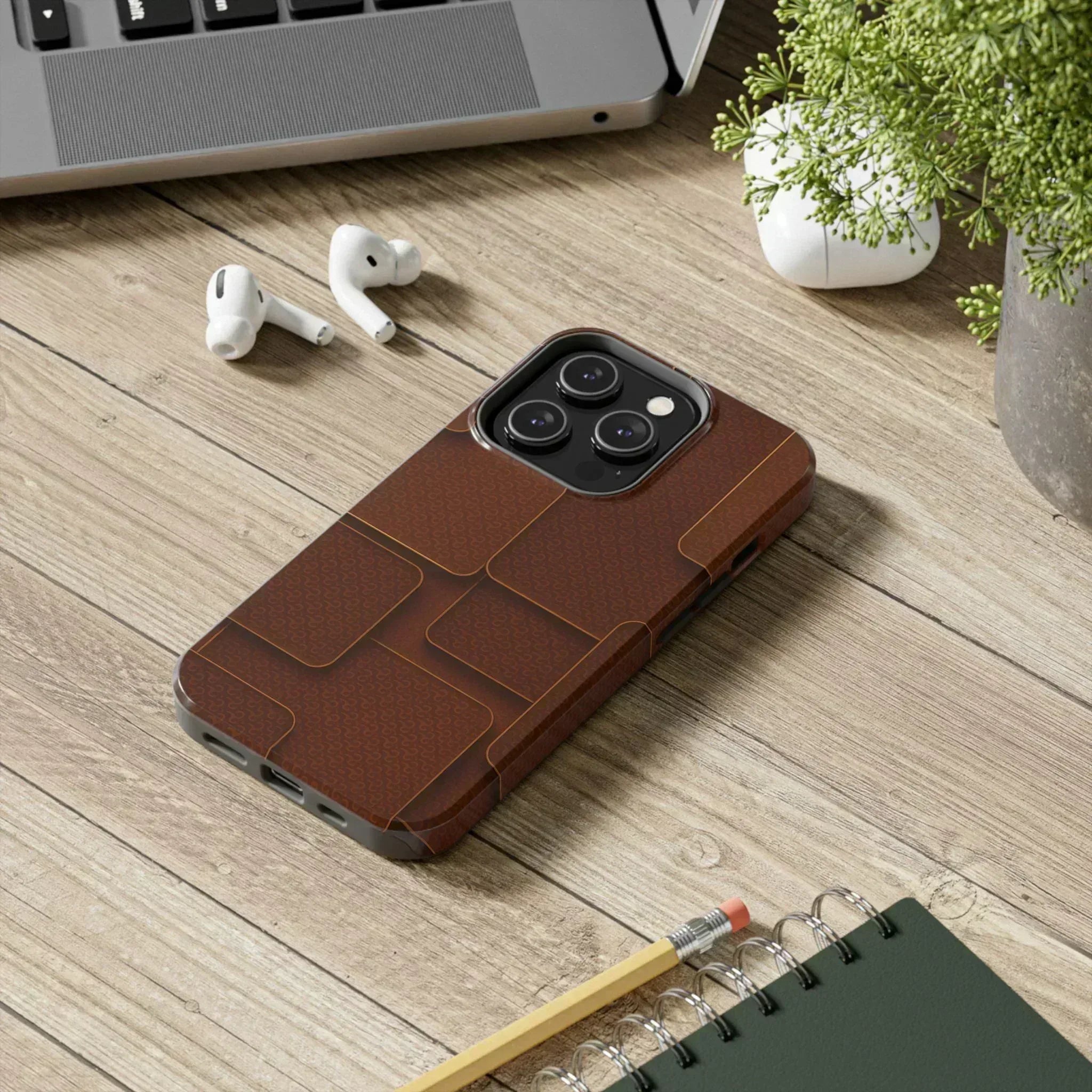Textured Brown Phone Case for iPhone 7-16 and Samsung Galaxy S21-S24 - KARARMDESIGN