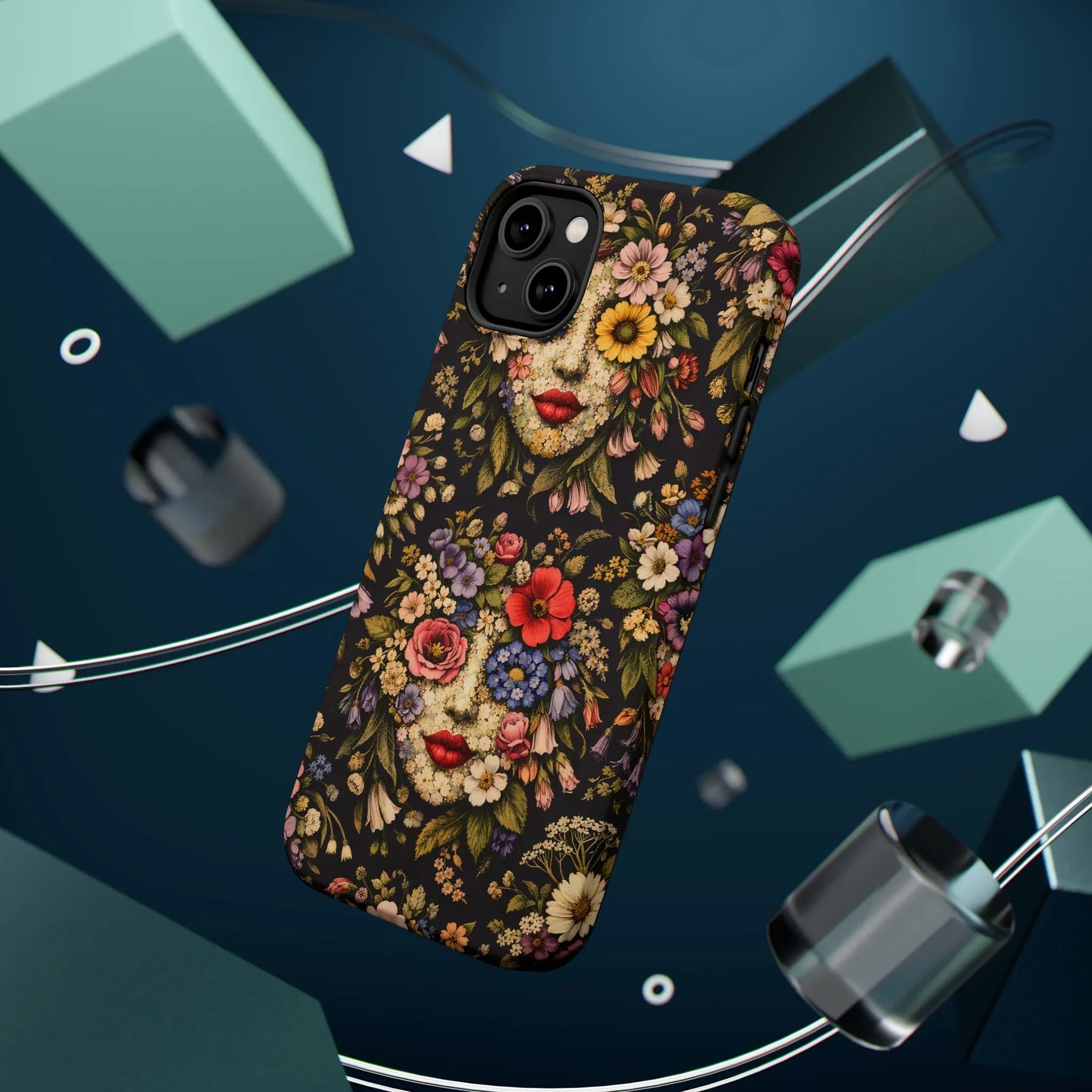 Vintage Flower Face Phone Case for iPhone 13-17 - KARARMDESIGN