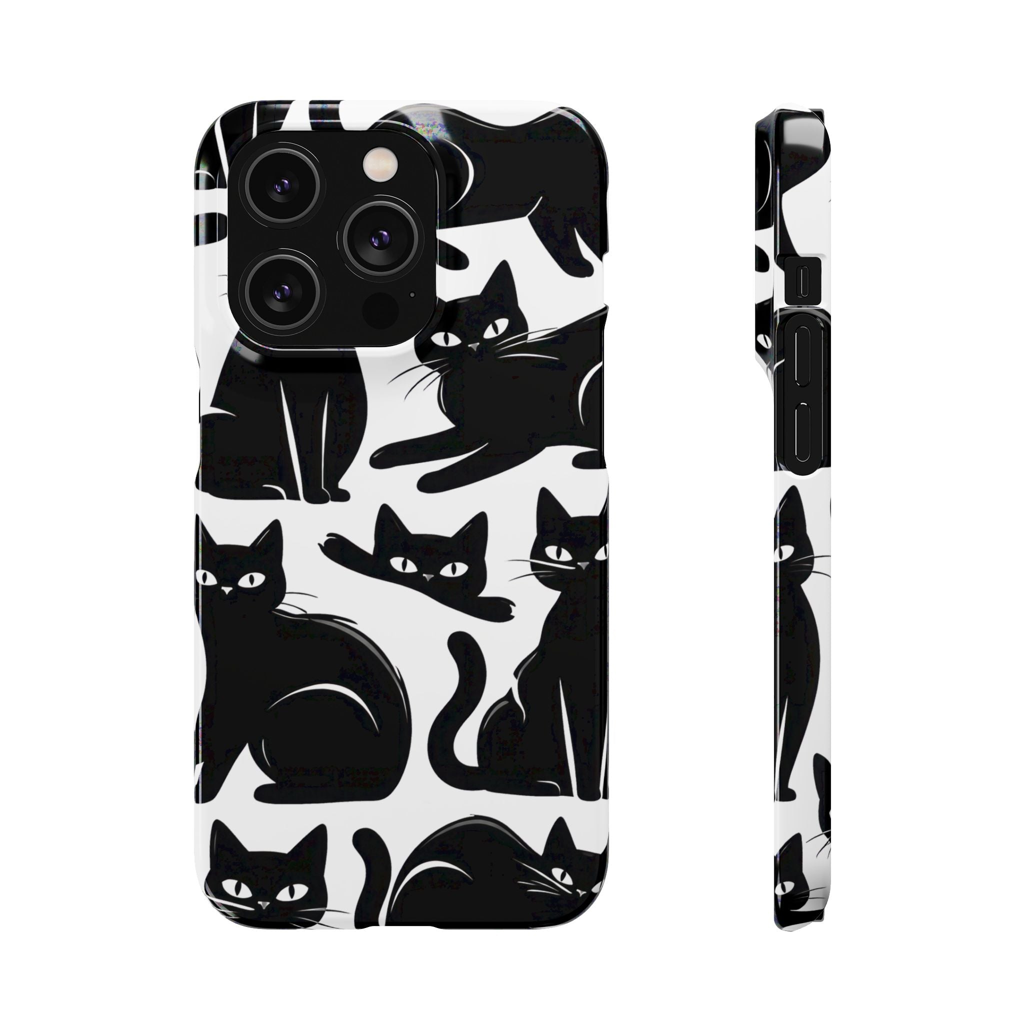 Black Cats Phone Case for iPhone 11-17 and Galaxy S20-S26