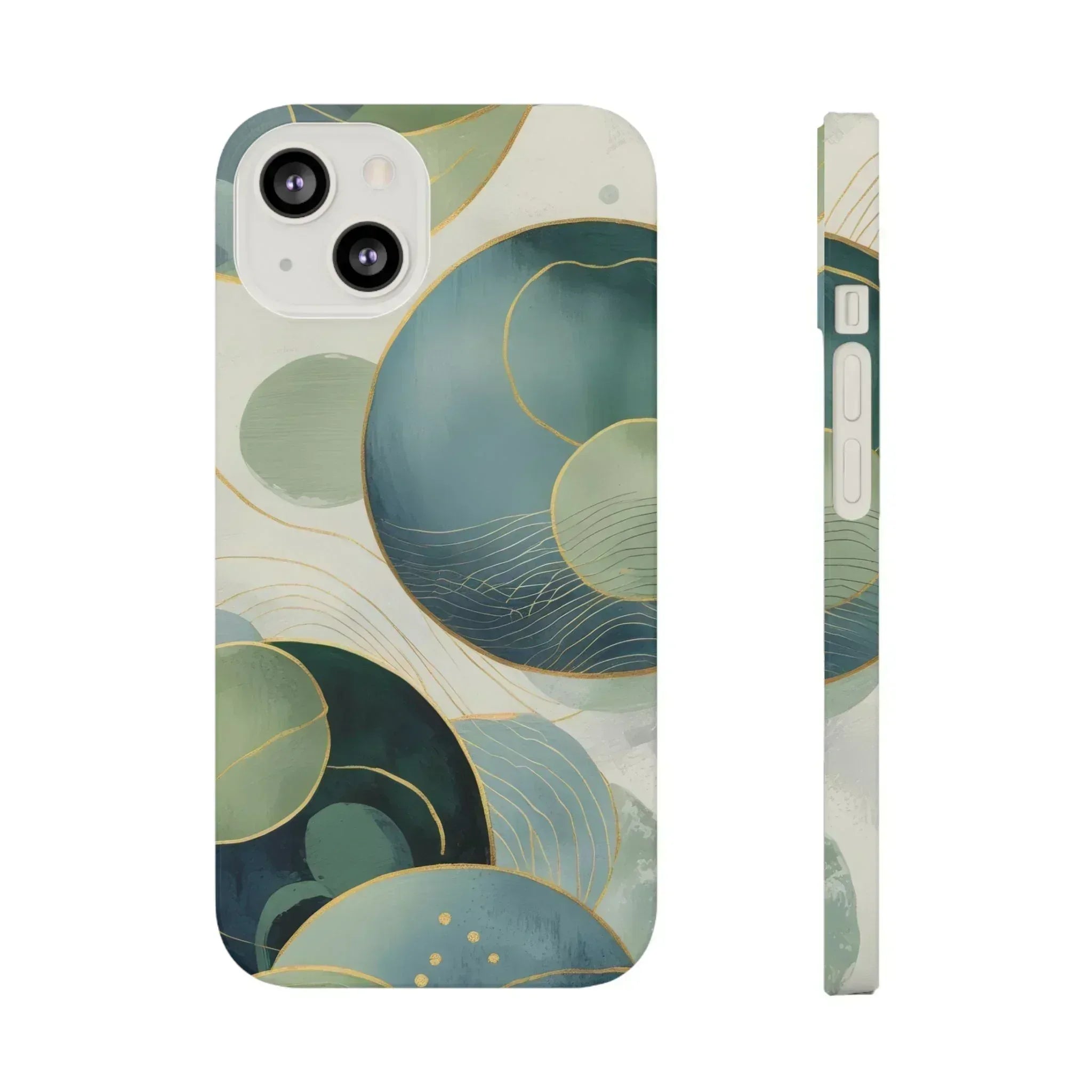 Abstract Teal Slim Phone Case for iPhone 12-16 - KARARMDESIGN