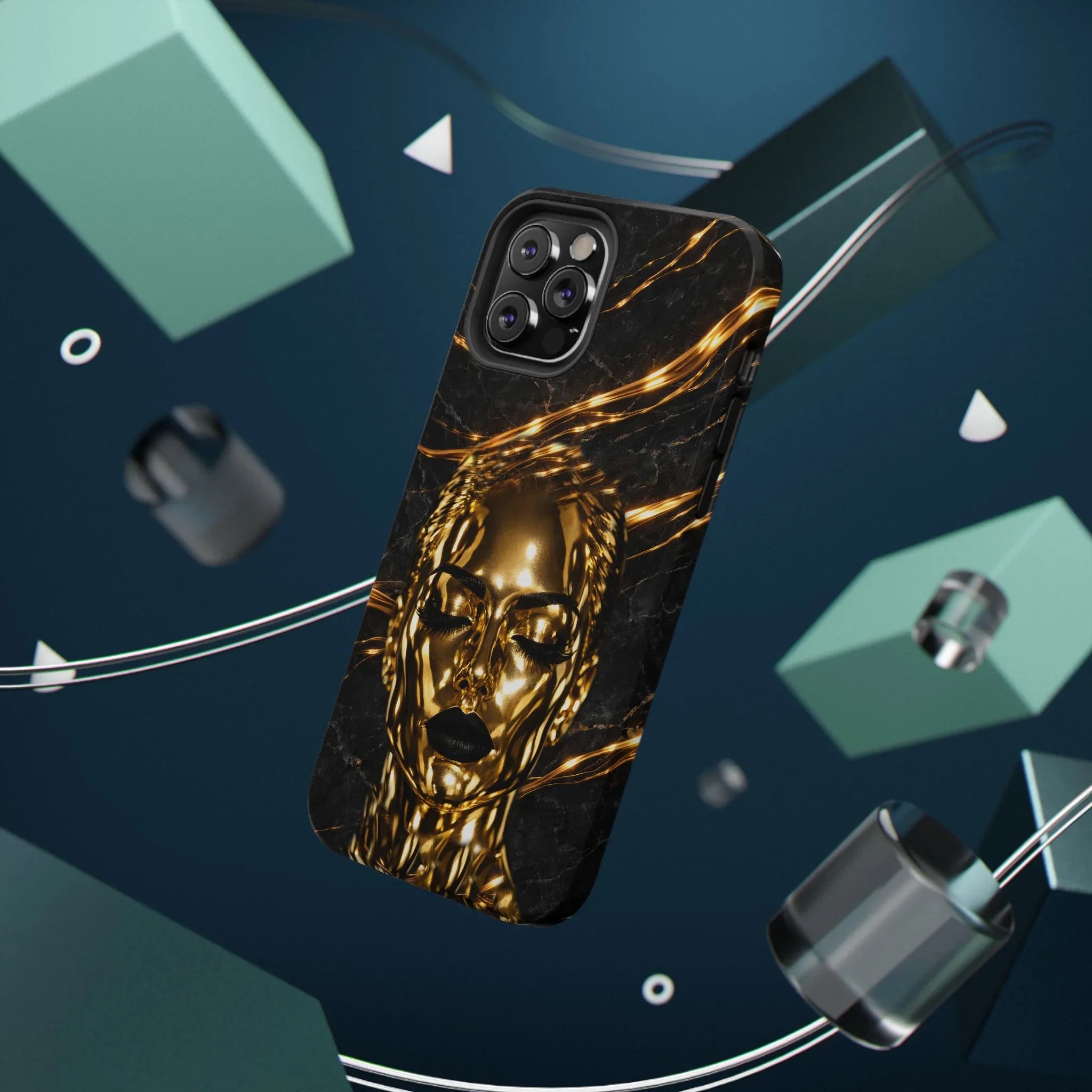 Luxury Gold Portrait Phone Case for iPhone 11-17 and Galaxy S21-S25 - KARARMDESIGN
