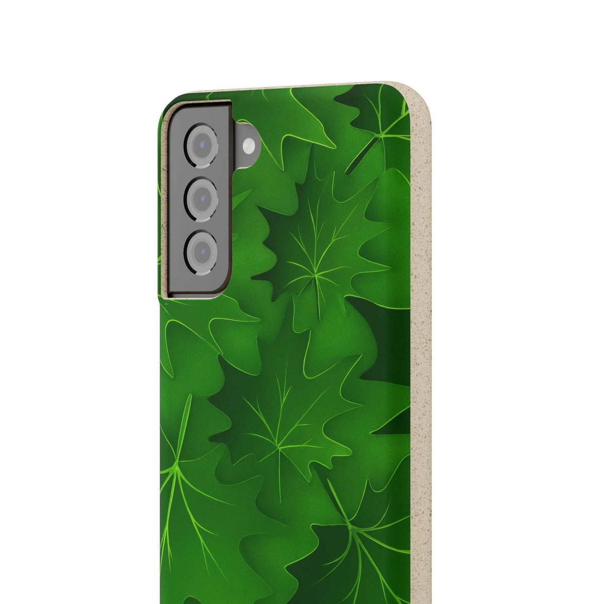 Green botanical leaf phone case back with camera cutouts