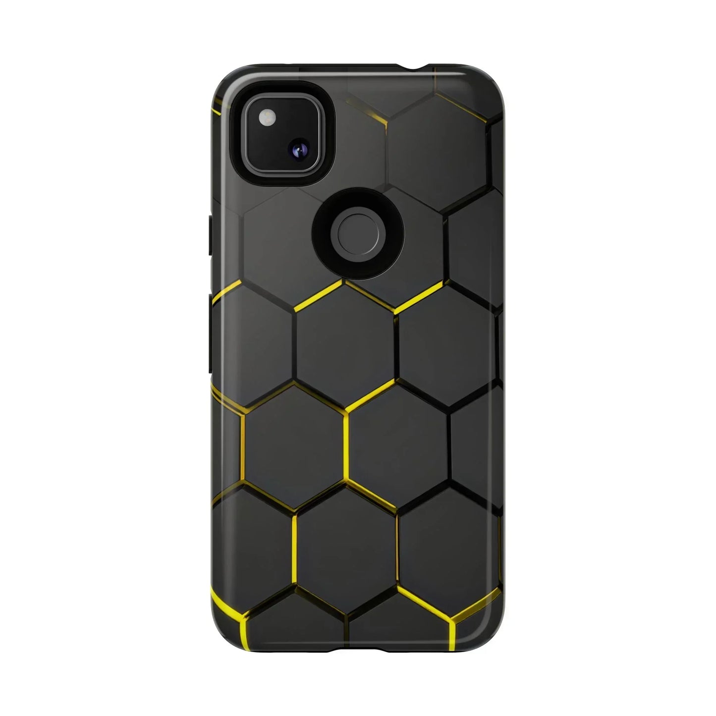 Black and Yellow Hexagon Geometric Tough Phone Case for Galaxy and Pixel - KarArmDesign