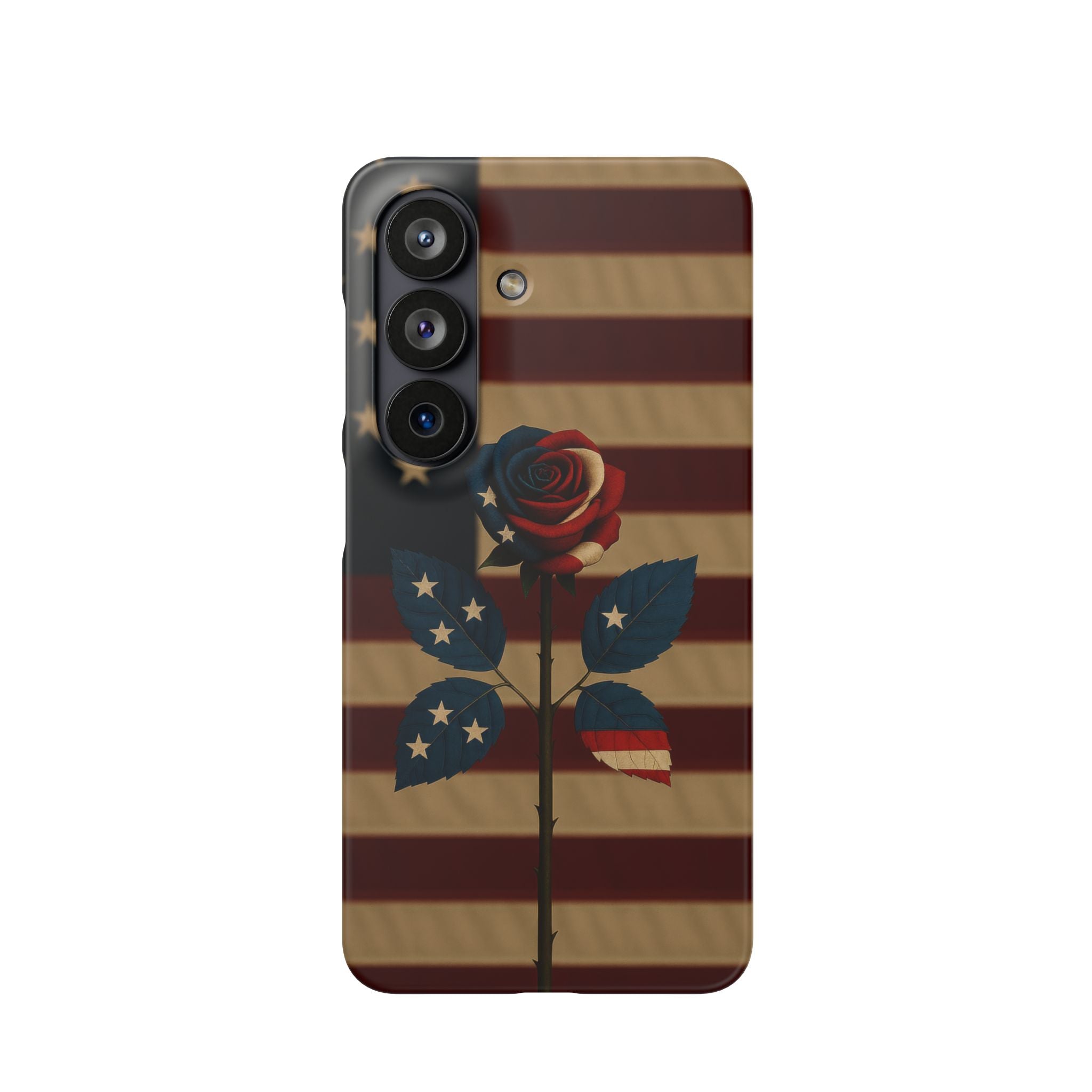 American Rose Flag Phone Case for iPhone 8-17 and Galaxy S20-S26