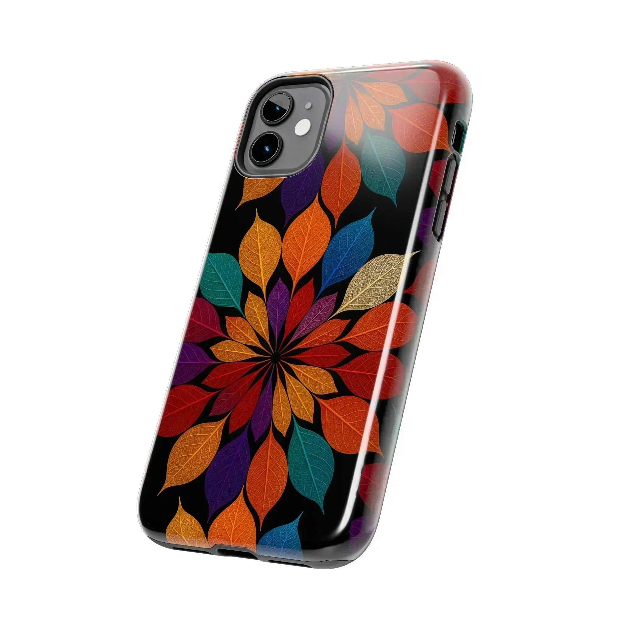 Leaf Mandala Phone Case for iPhone 11-16 and Galaxy S21-S24 - KARARMDESIGN
