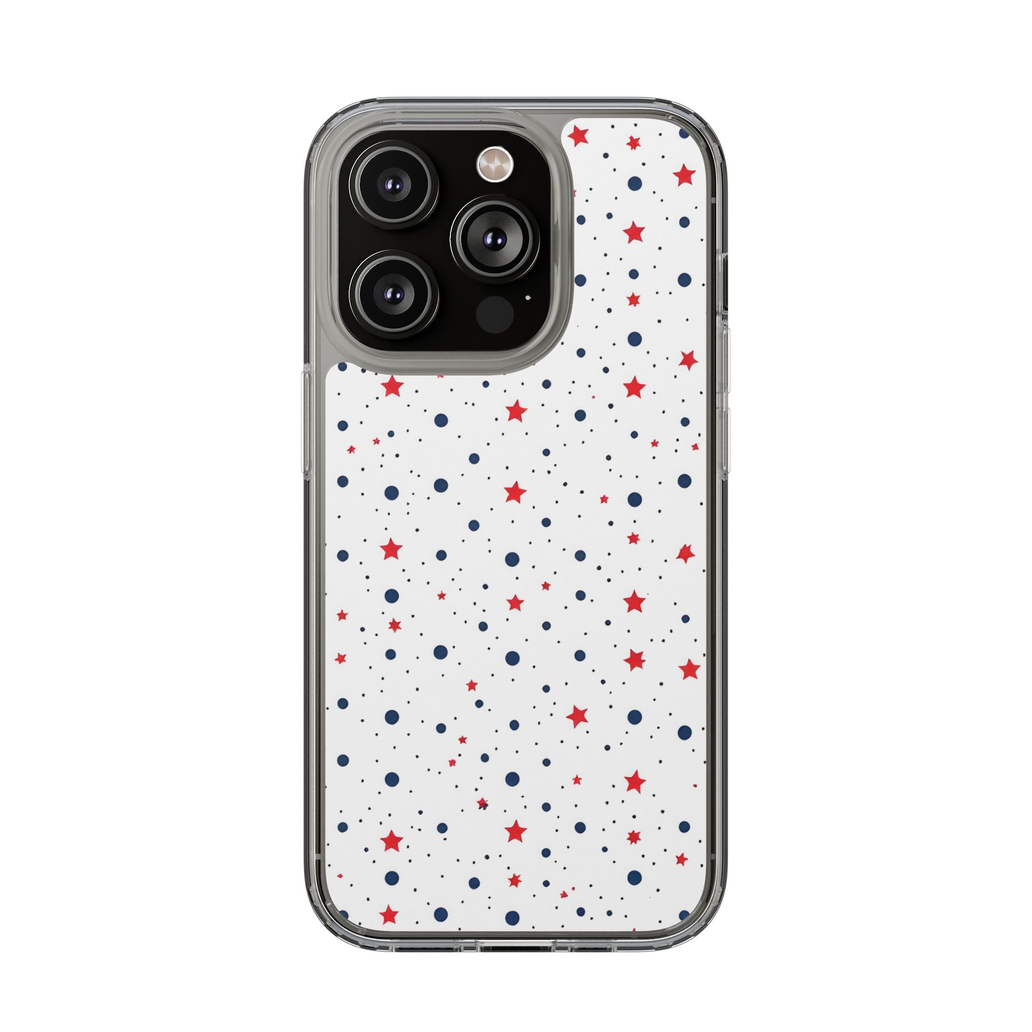 White Polka Dot & Stars Clear Case for iPhone & Samsung